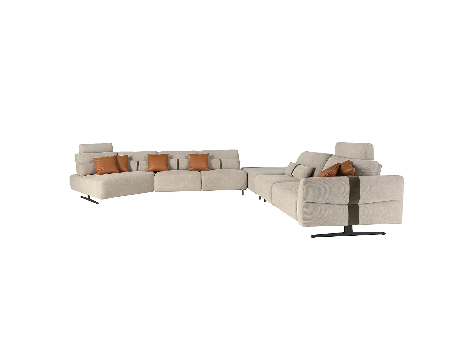 Modulaire relaxbank met chaise longue links, stof zandkleurig 6274 ANGEL CERDA
