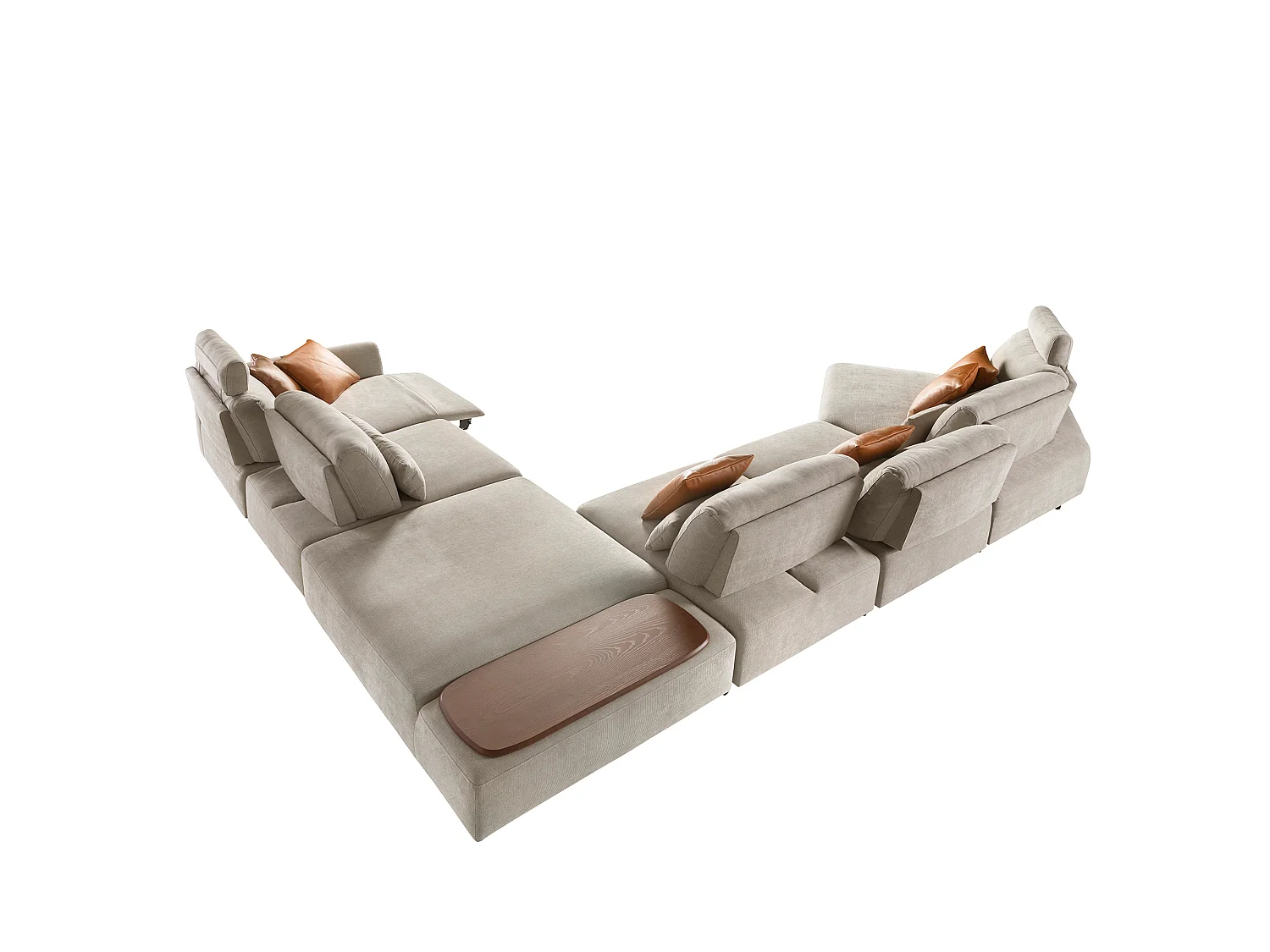 Modulaire relaxbank met chaise longue links, stof zandkleurig 6274 ANGEL CERDA