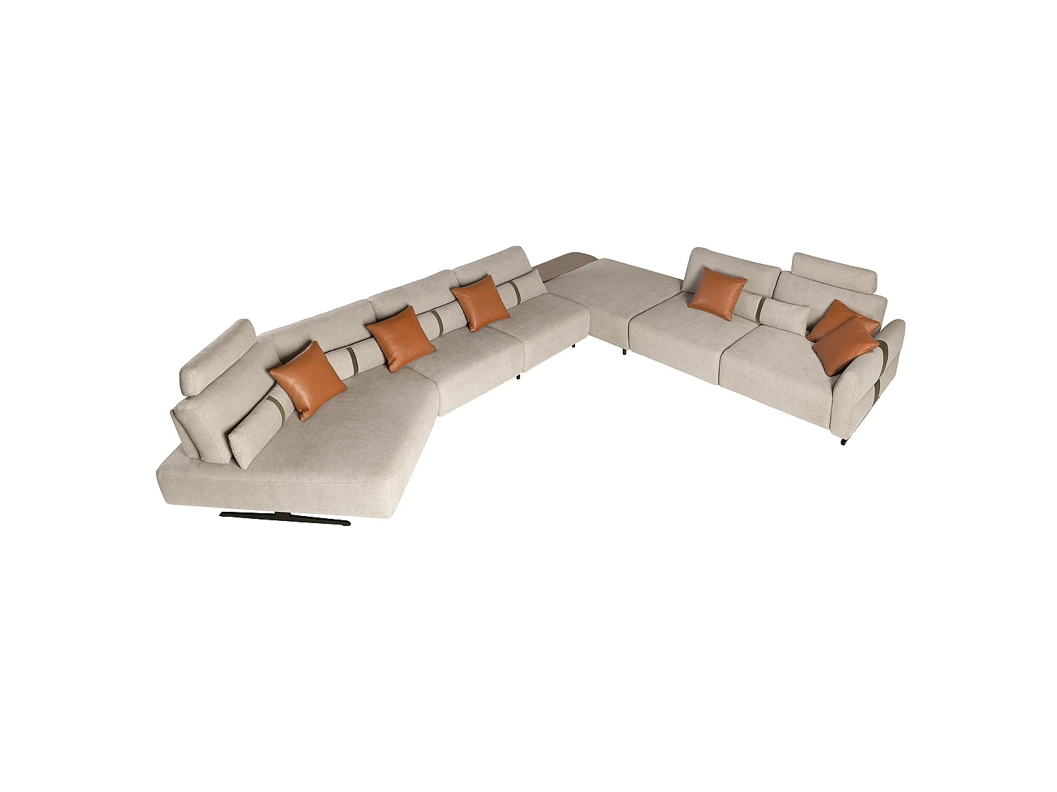 Modulaire relaxbank met chaise longue links, stof zandkleurig 6274 ANGEL CERDA