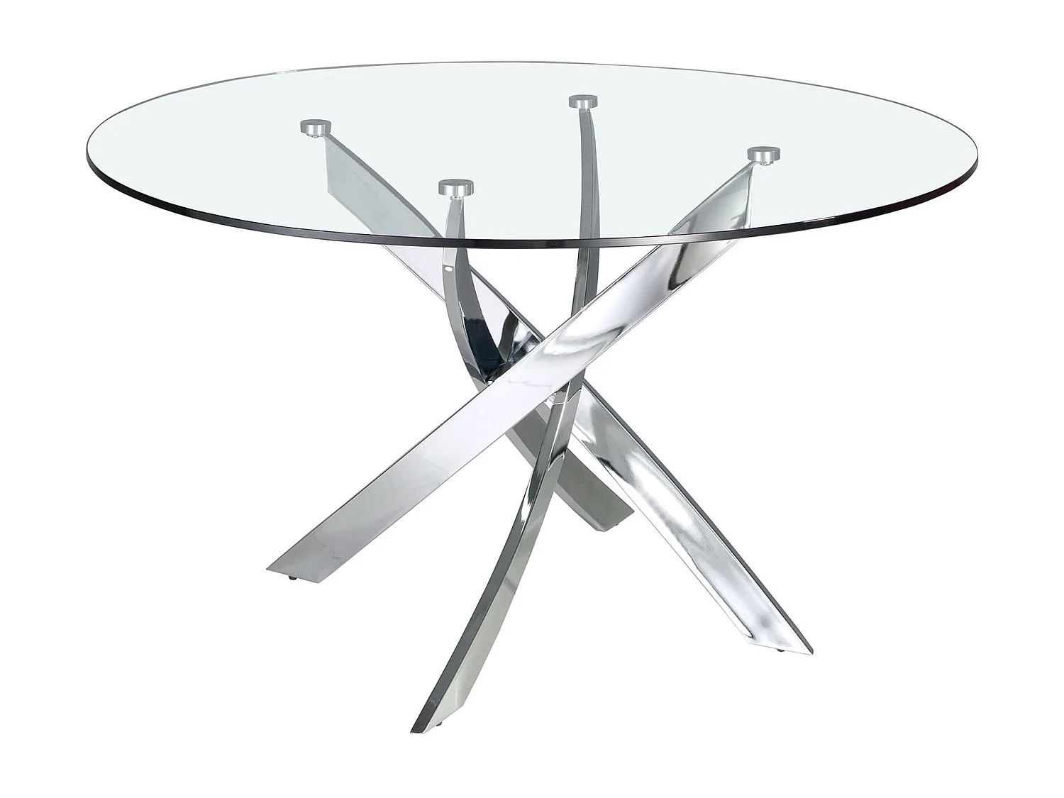 Tavolo da pranzo rotonda vetro temperato e acciaio cromato 1061-Ø100 ANGEL CERDA
