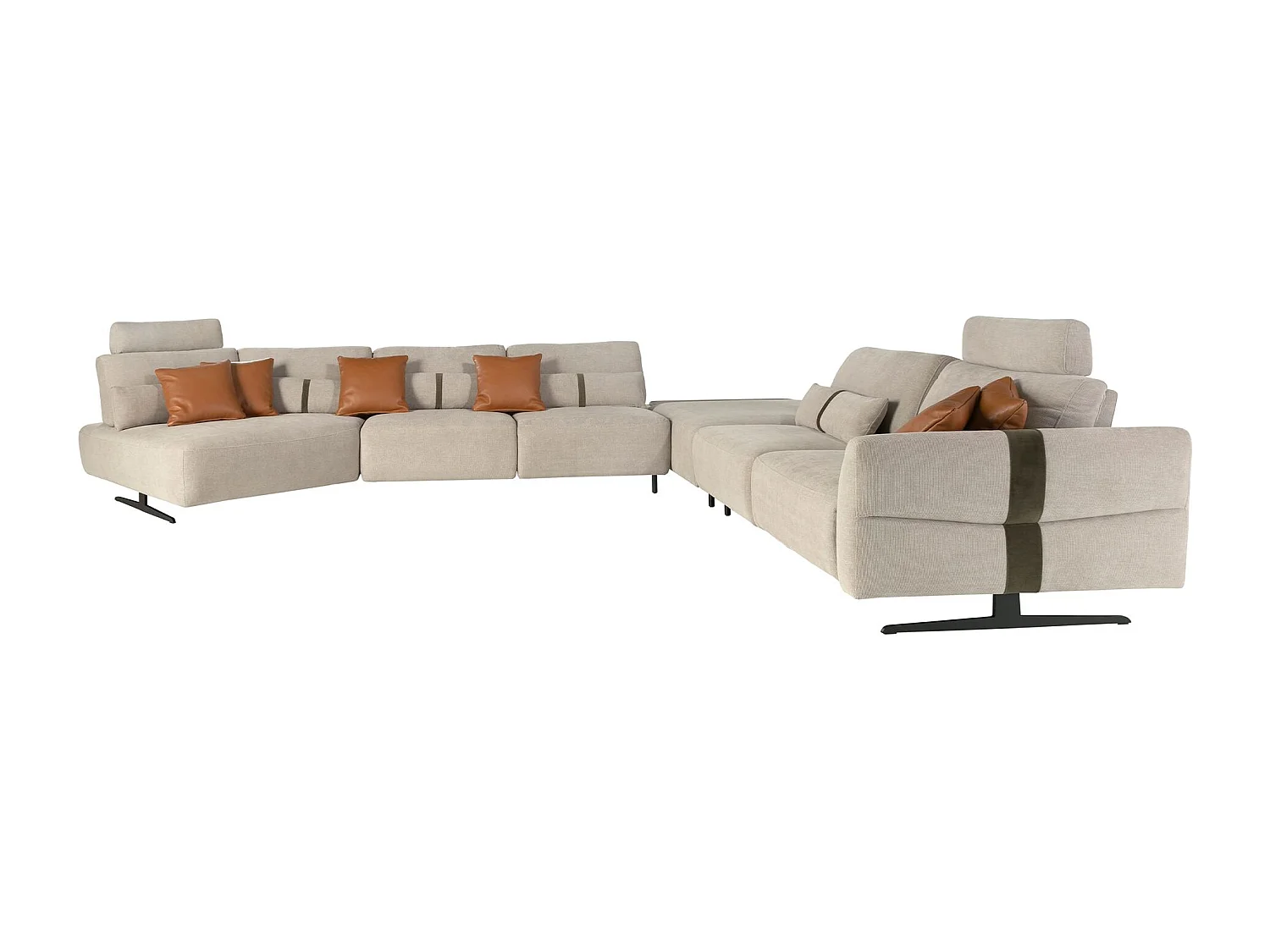 Canapé chaise longue relax modulable droit tissu sable 6273 ANGEL CERDA