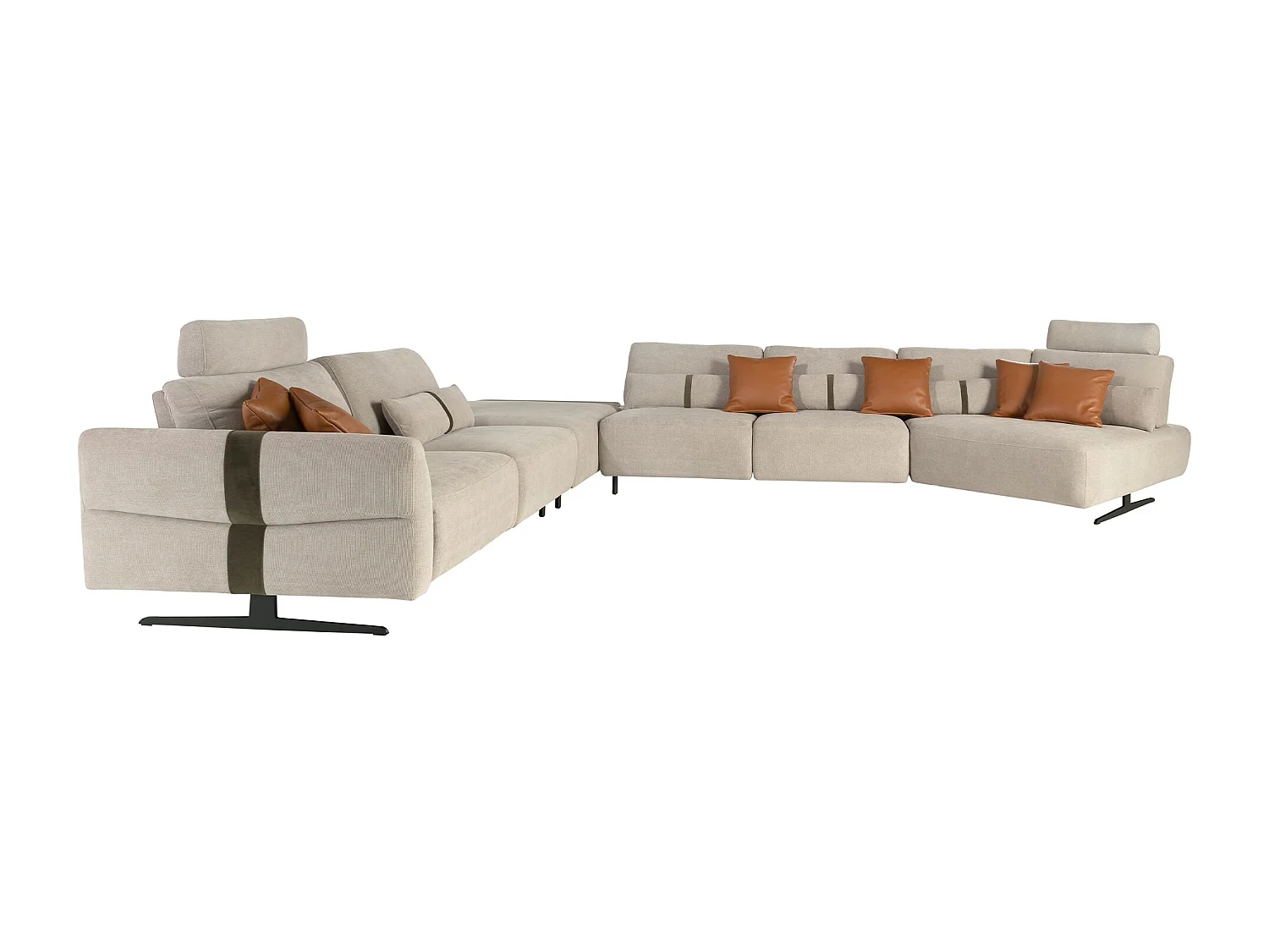 Canapé chaise longue relax modulable droit tissu sable 6273 ANGEL CERDA