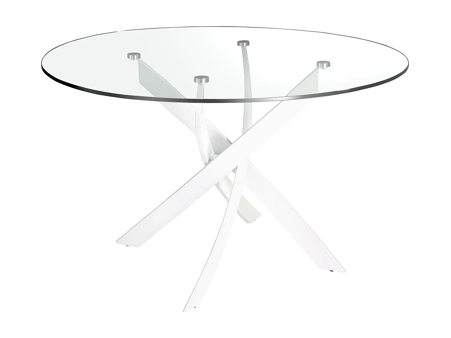 Tavolo da pranzo rotonda vetro temperato e acciaio bianco 1138-Ø100 ANGEL CERDA