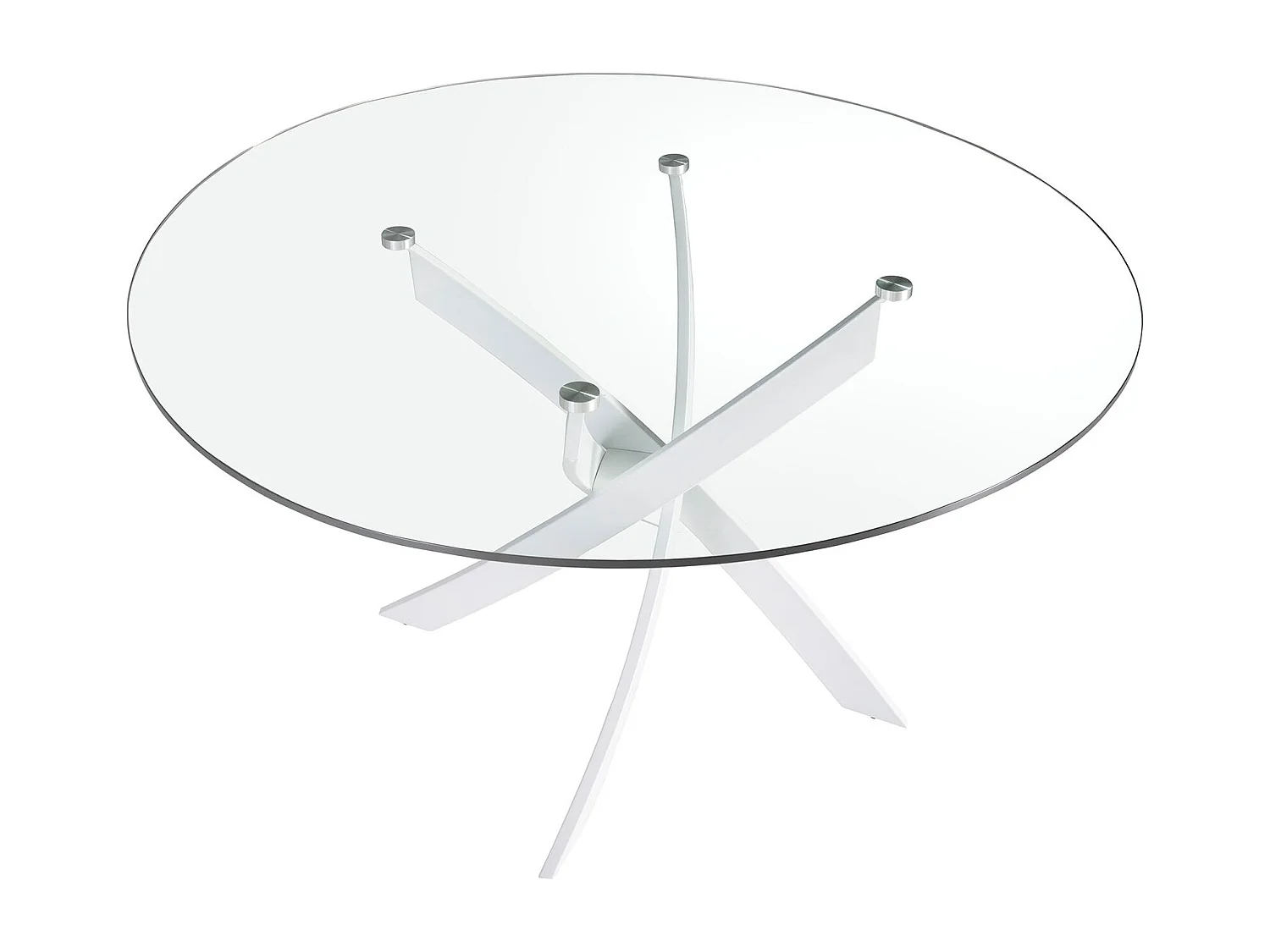 Tavolo da pranzo rotonda vetro temperato e acciaio bianco 1138-Ø100 ANGEL CERDA