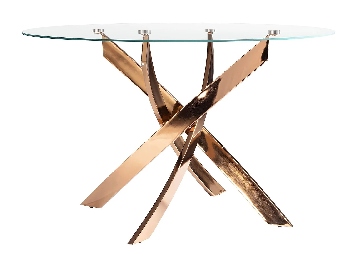 Tavolo da pranzo rotondo in vetro temperato e acciaio rosa 1169-Ø100 ANGEL CERDA