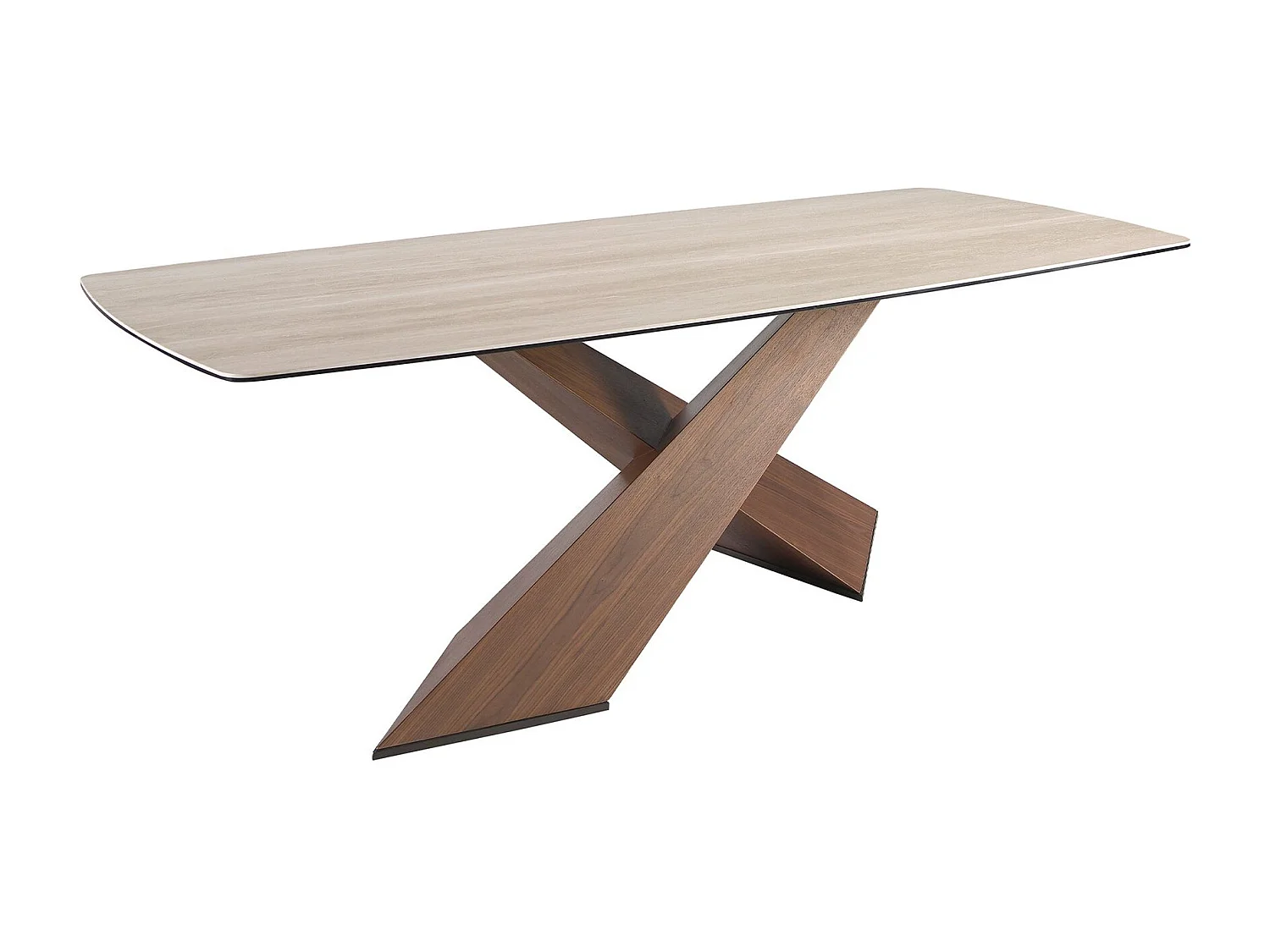 Table à manger ovale en marbre porcelainé et noyer 1175 ANGEL CERDA