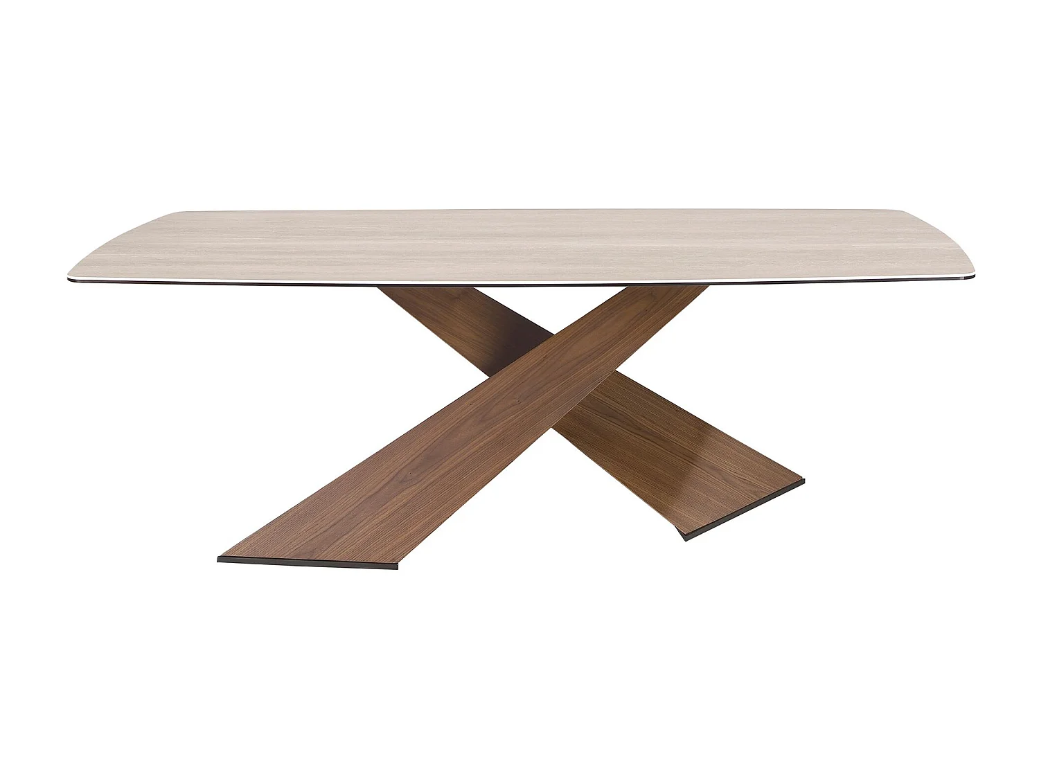 Table à manger ovale en marbre porcelainé et noyer 1175 ANGEL CERDA