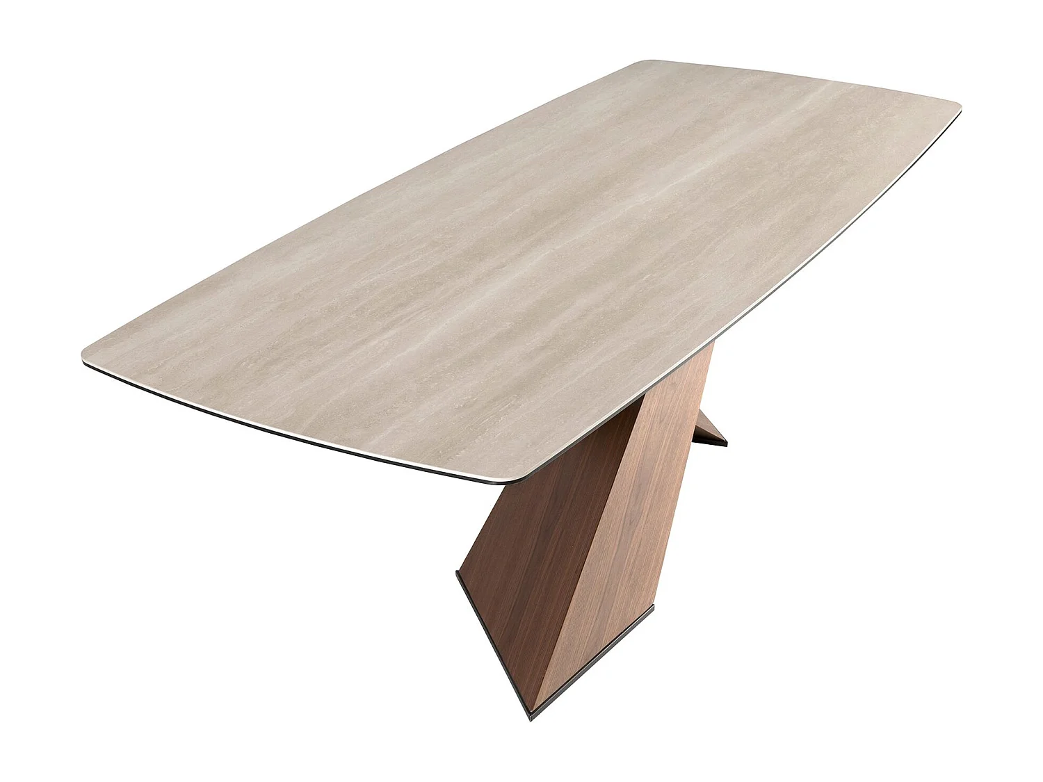 Table à manger ovale en marbre porcelainé et noyer 1175 ANGEL CERDA