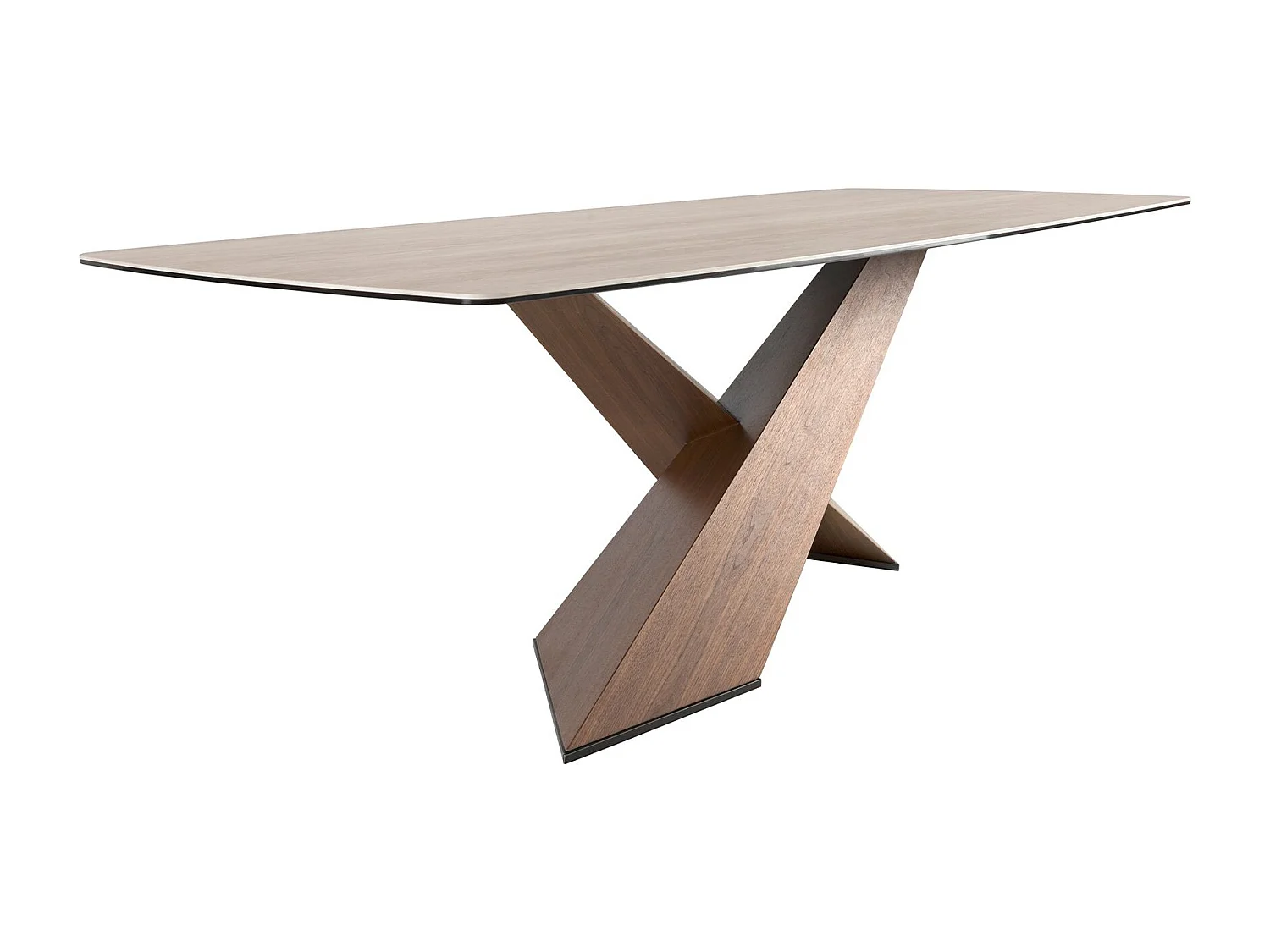 Table à manger ovale en marbre porcelainé et noyer 1175 ANGEL CERDA