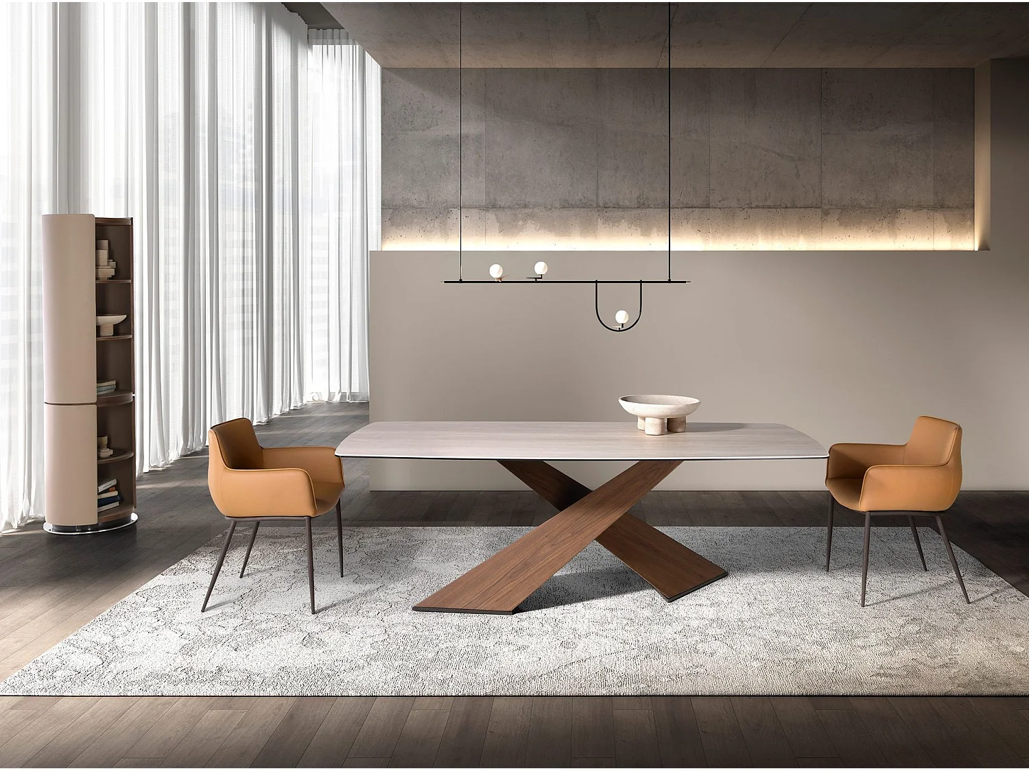 Étagère noyer et similicuir taupe 3278 ANGEL CERDA