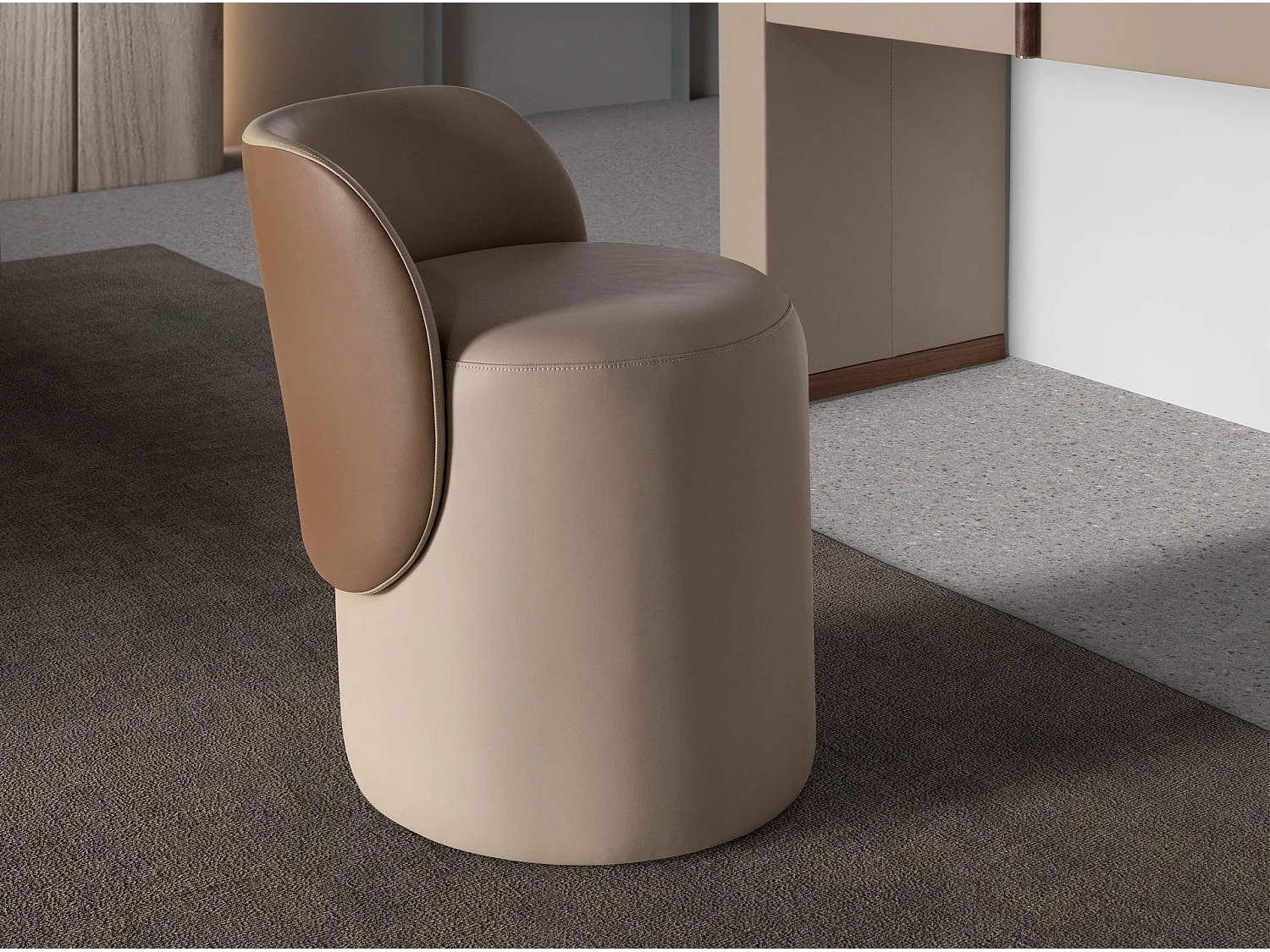 Puff van kunstleer in voskleur en bruin 5187 ANGEL CERDA