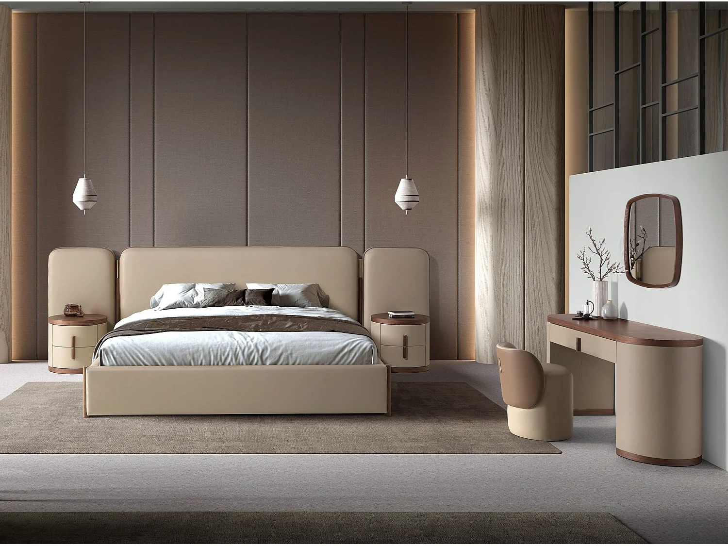 Puff van kunstleer in voskleur en bruin 5187 ANGEL CERDA