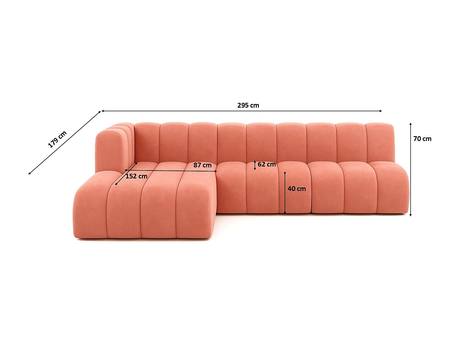 Ecksofa GRAND L 295 cm, stoff Salvador, Rosa, Links