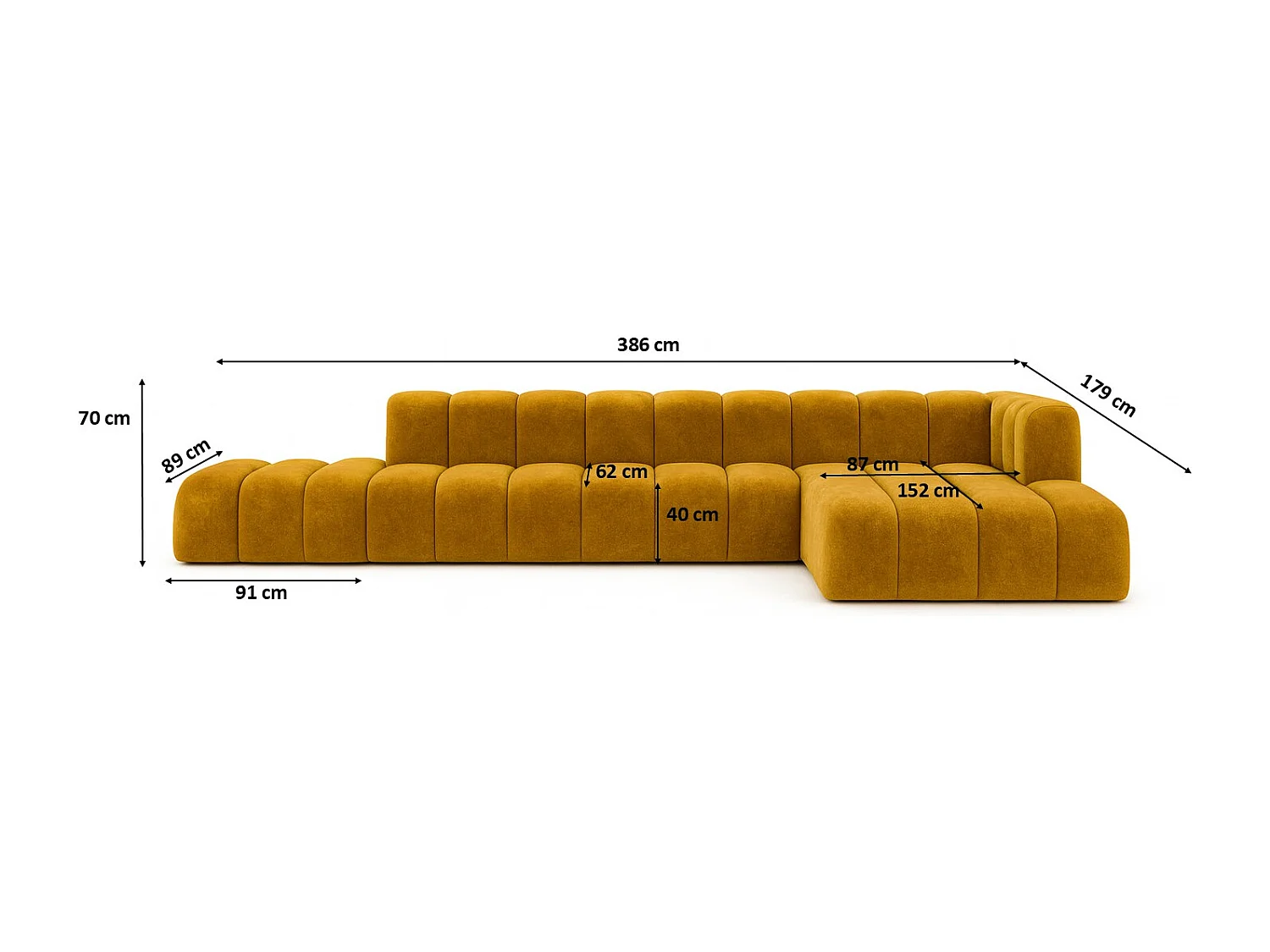 Ecksofa mit Hocker GRAND L, stoff Salvador, Gelb, Rechts
