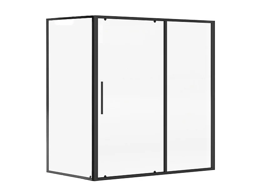 Paroi de douche avec porte coulissante noir mat style industriel - 160 x 80 x 195 cm - TORONI