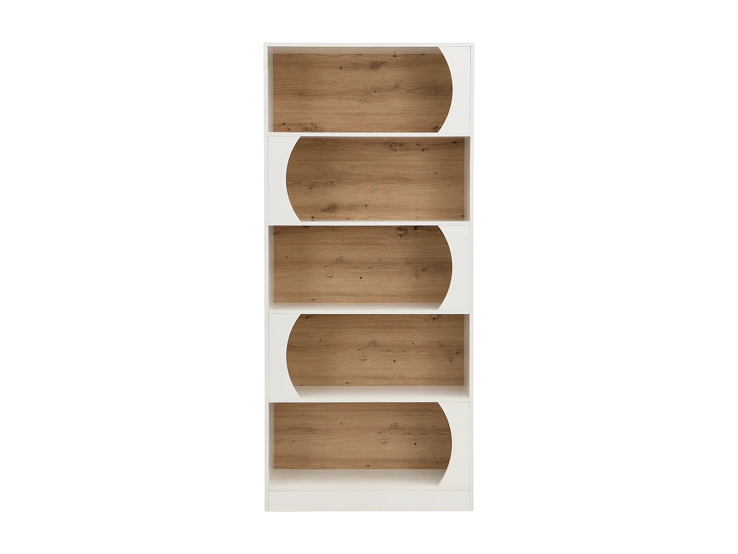 Bibliothèque avec 5 niches en MDF - Blanc et naturel clair - FARENZA