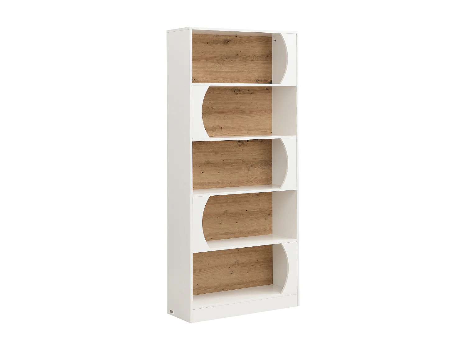 Bibliothèque avec 5 niches en MDF - Blanc et naturel clair - FARENZA