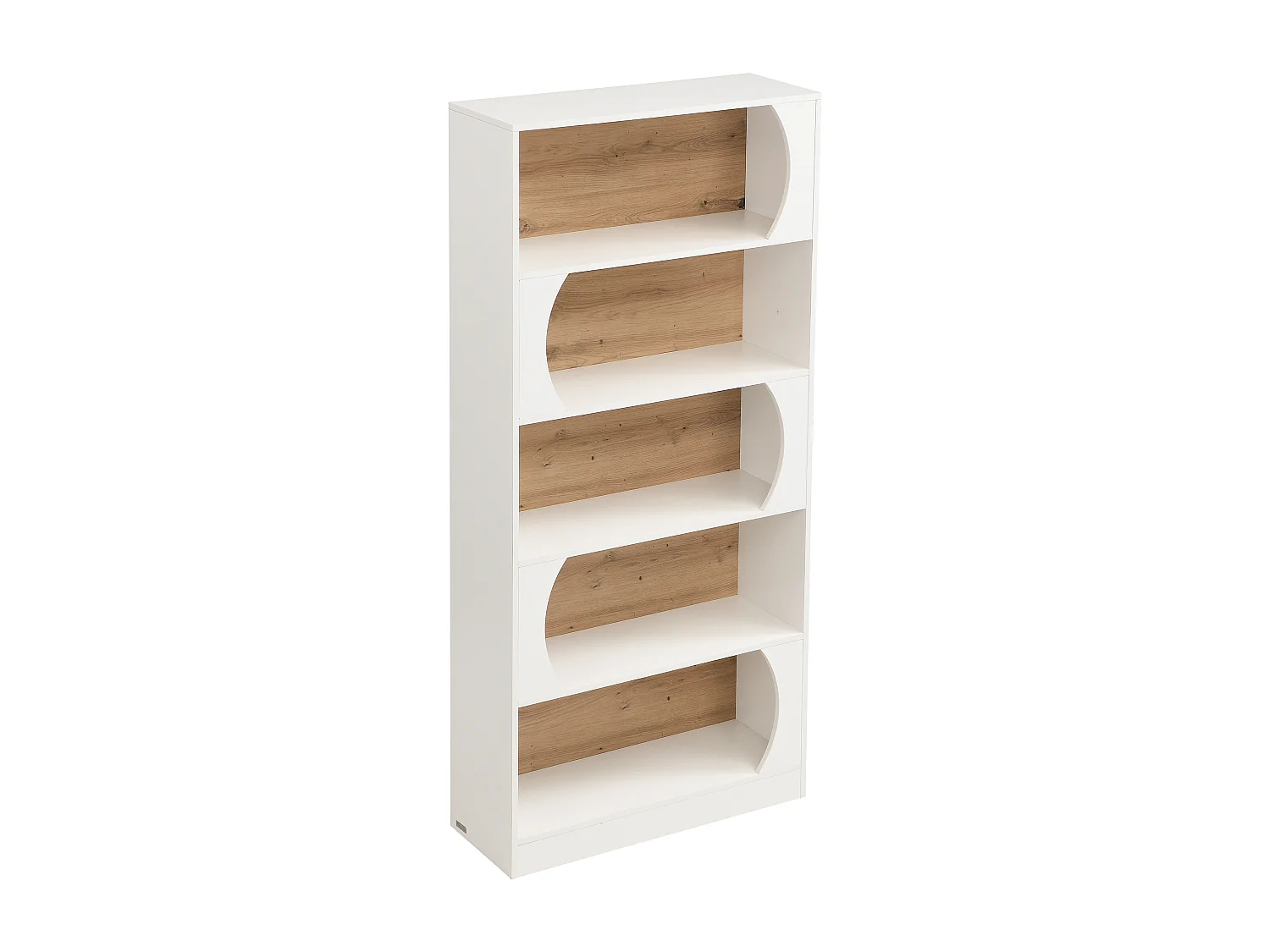 Bibliothèque avec 5 niches en MDF - Blanc et naturel clair - FARENZA