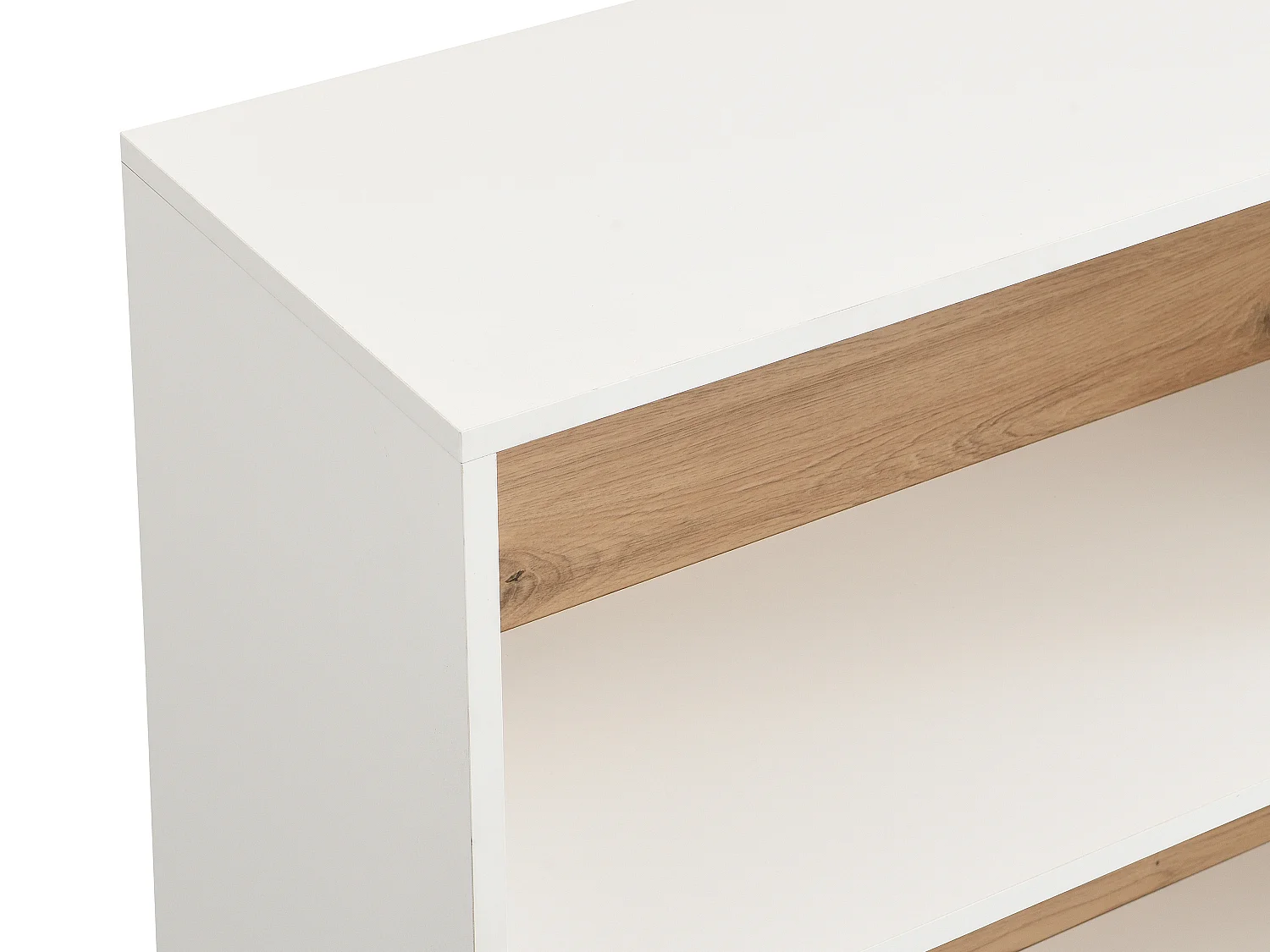 Bibliothèque avec 5 niches en MDF - Blanc et naturel clair - FARENZA