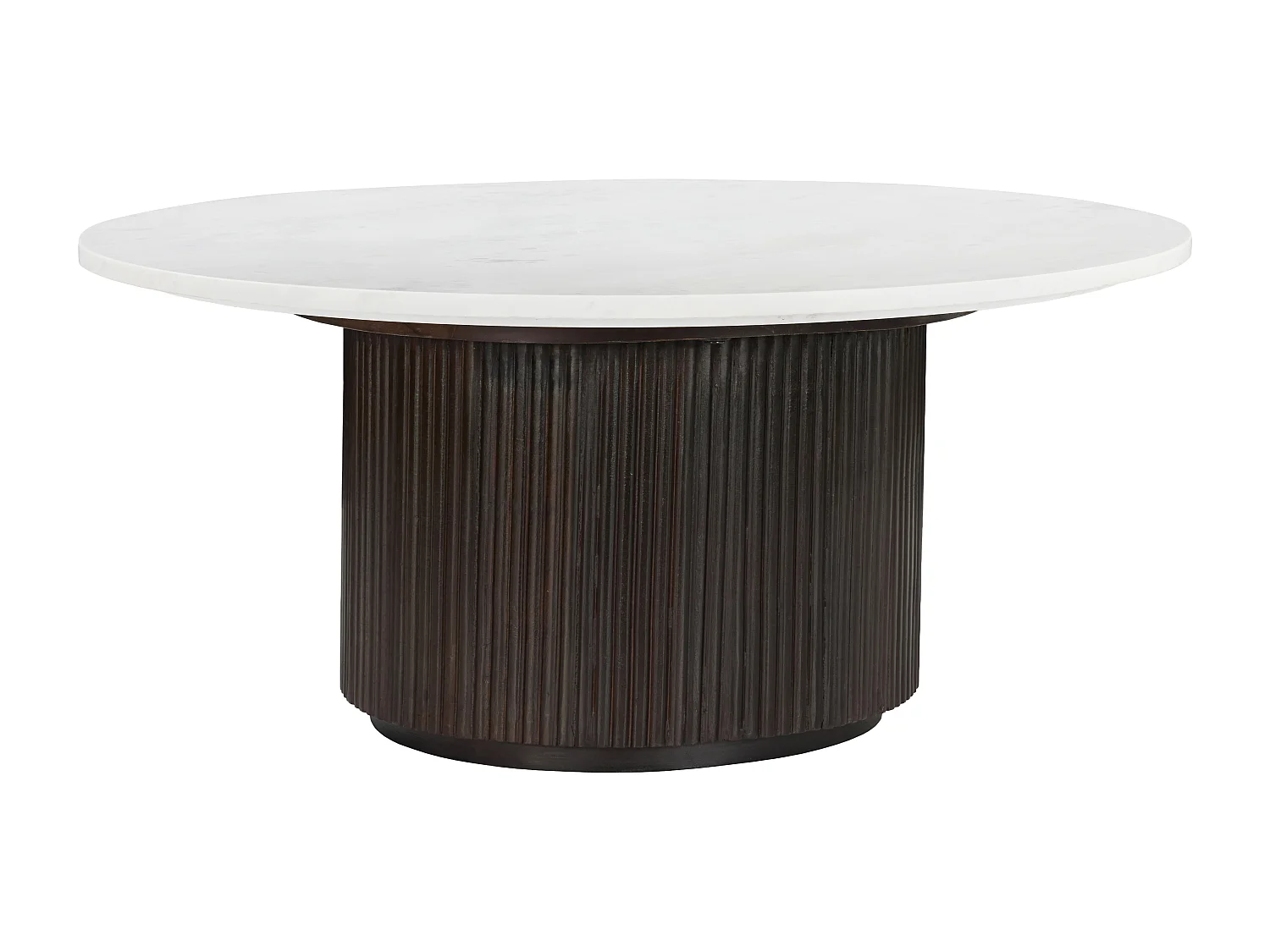 Table basse en marbre et bois d'acacia - Blanc et naturel foncé - ASKAM