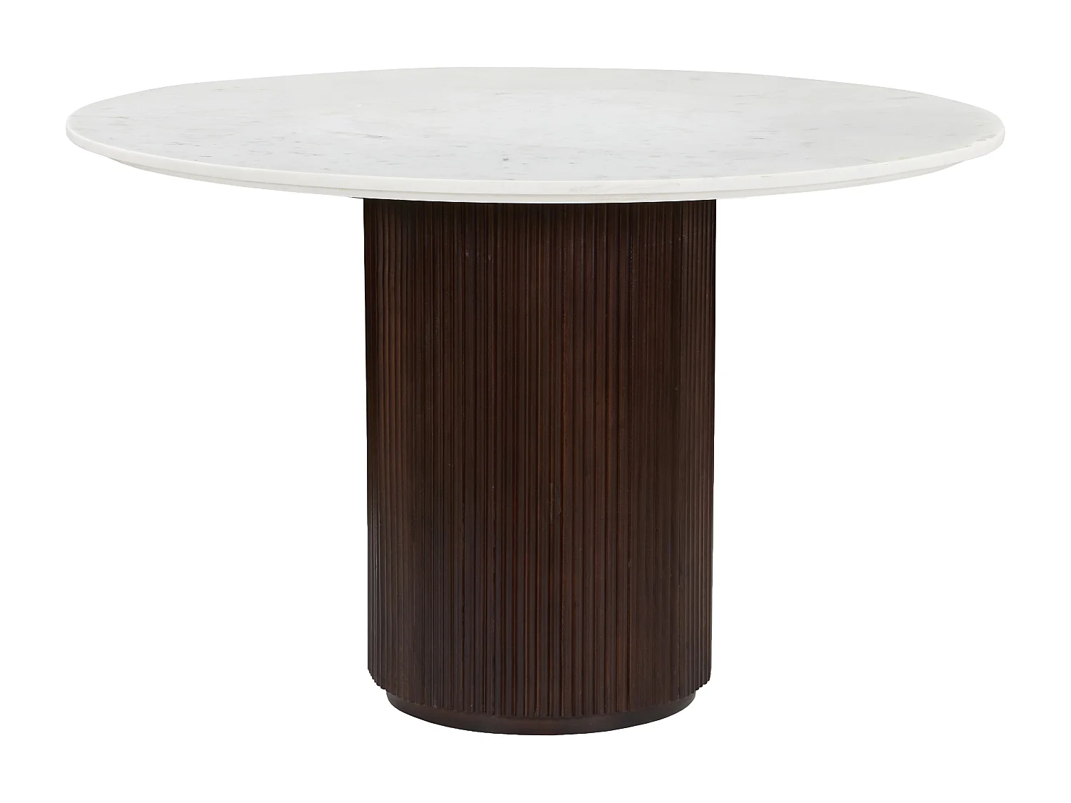 Table à manger 4 personnes en marbre et bois d'acacia - Blanc et naturel foncé - ASKAM