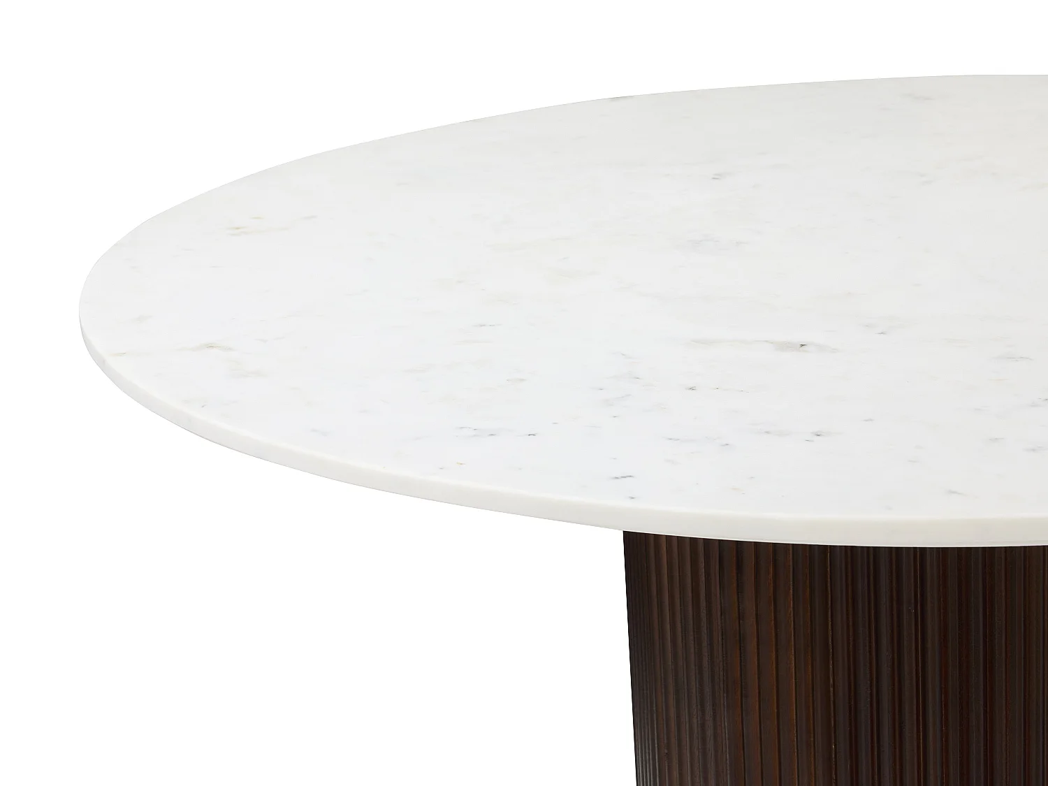Table à manger 4 personnes en marbre et bois d'acacia - Blanc et naturel foncé - ASKAM