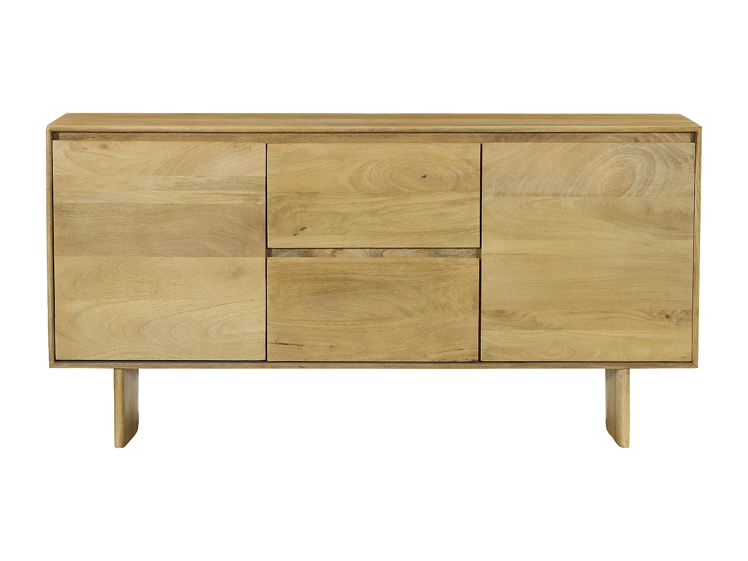Buffet avec 2 portes et 2 tiroirs en bois de manguier - Naturel clair - MABERY