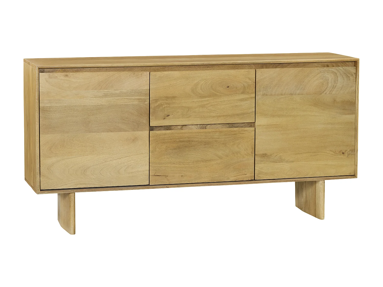 Buffet avec 2 portes et 2 tiroirs en bois de manguier - Naturel clair - MABERY