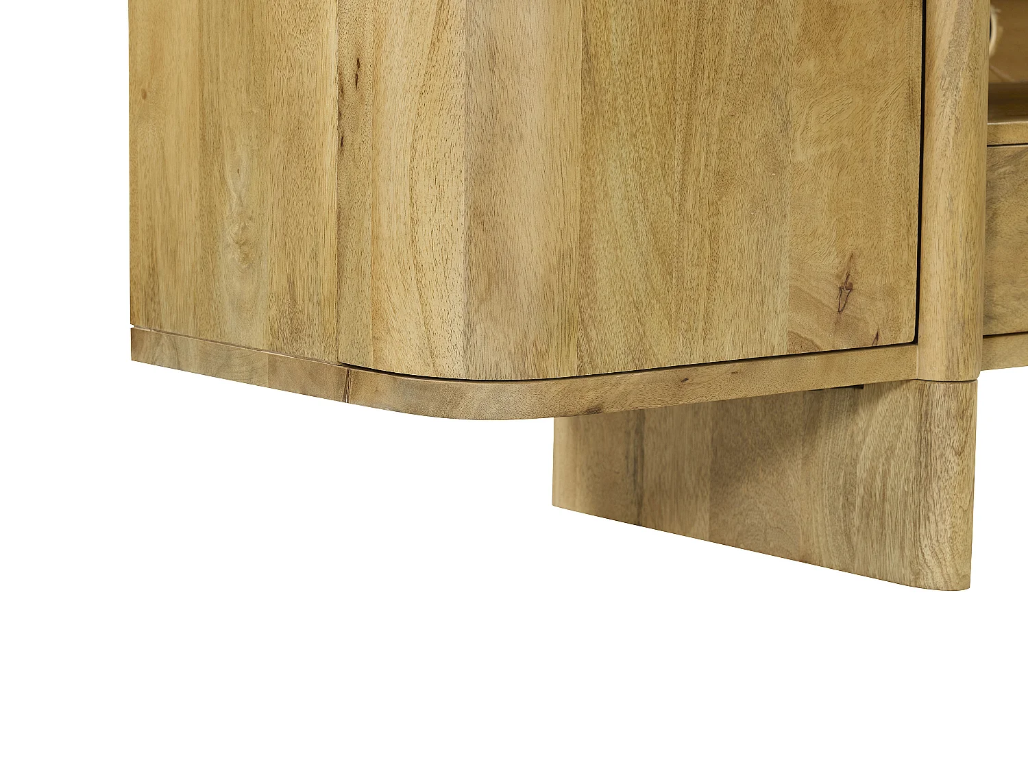 Meuble TV avec 2 portes, 2 tiroirs et 1 niche en bois de manguier - Naturel clair - MELYRAN