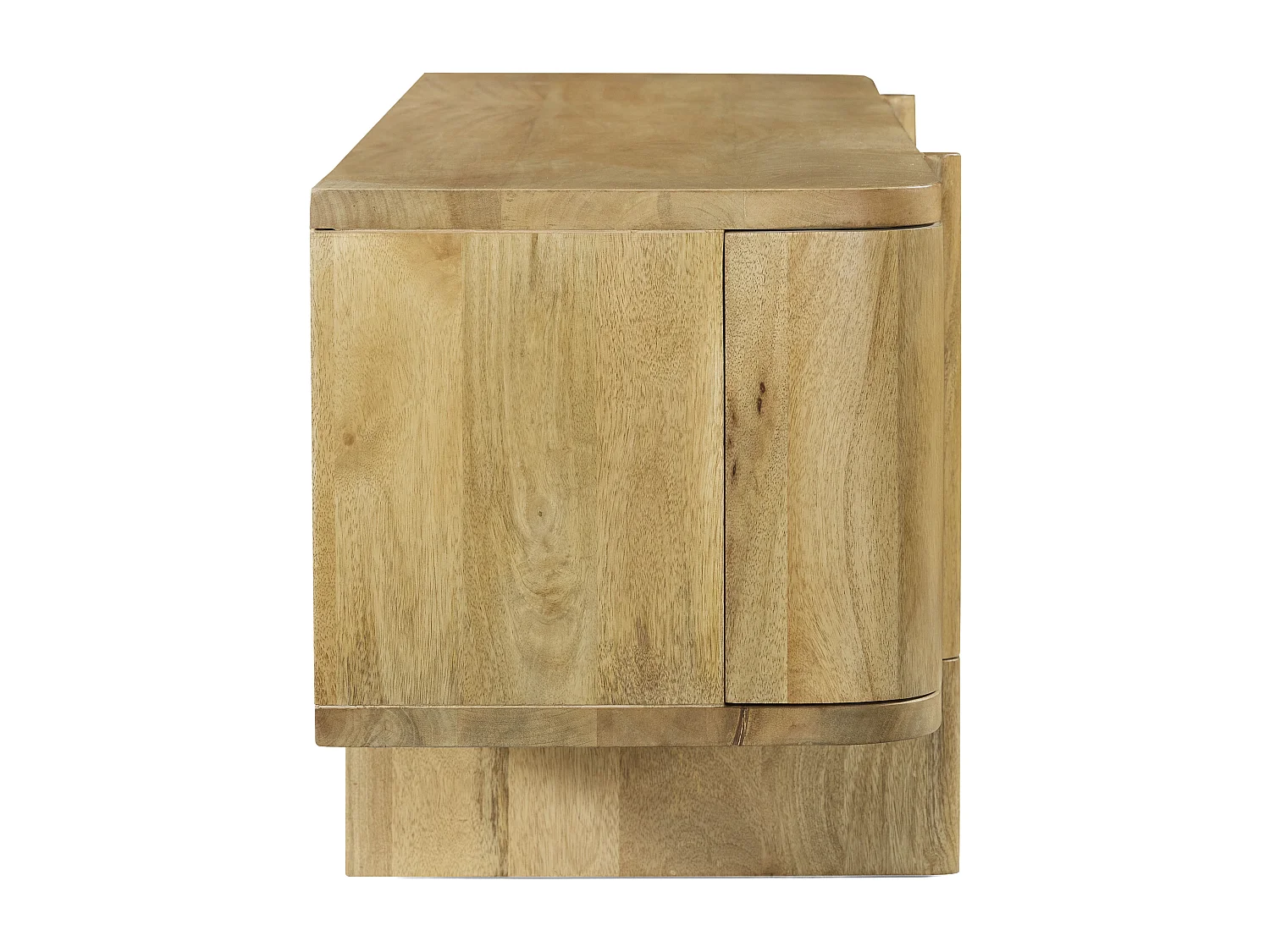 Meuble TV avec 2 portes, 2 tiroirs et 1 niche en bois de manguier - Naturel clair - MELYRAN