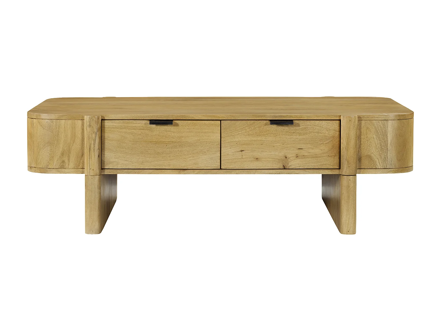 Table basse avec 2 tiroirs en bois de manguier - Naturel clair - MELYRAN