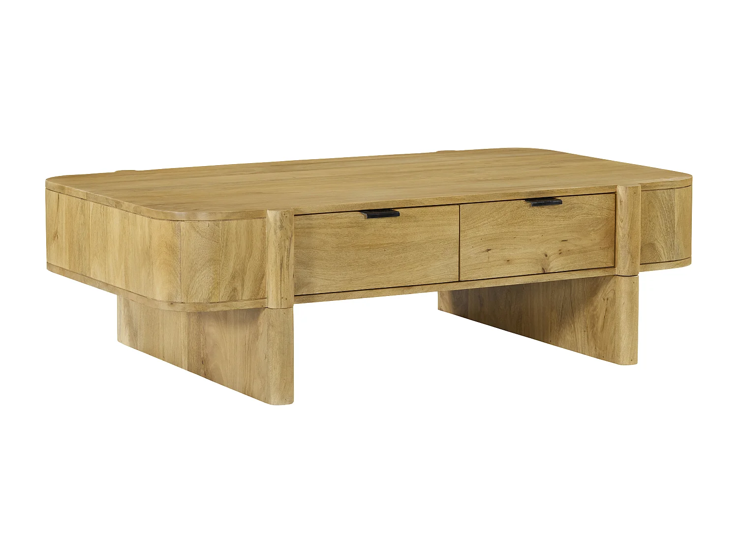 Table basse avec 2 tiroirs en bois de manguier - Naturel clair - MELYRAN
