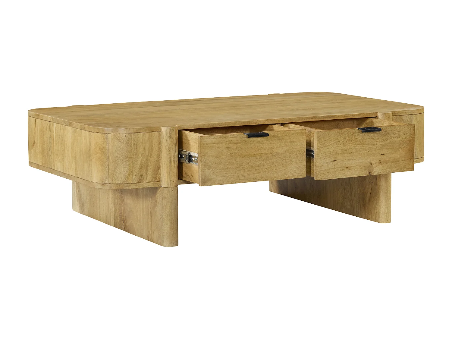 Table basse avec 2 tiroirs en bois de manguier - Naturel clair - MELYRAN