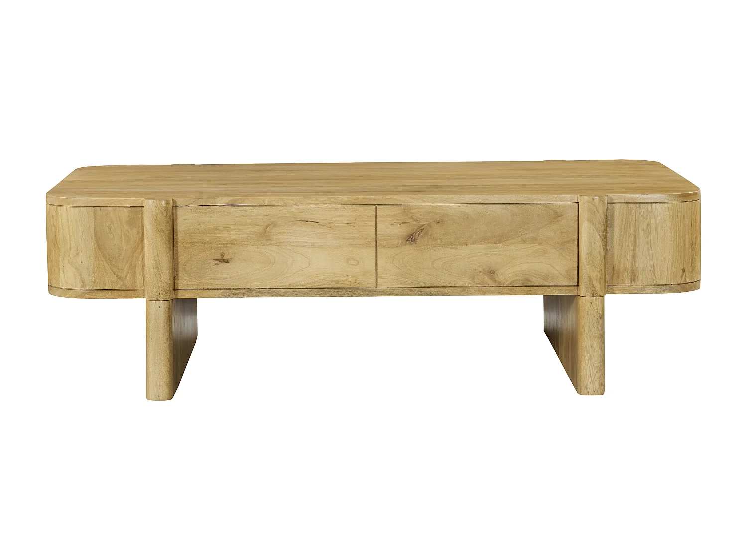 Table basse avec 2 tiroirs en bois de manguier - Naturel clair - MELYRAN
