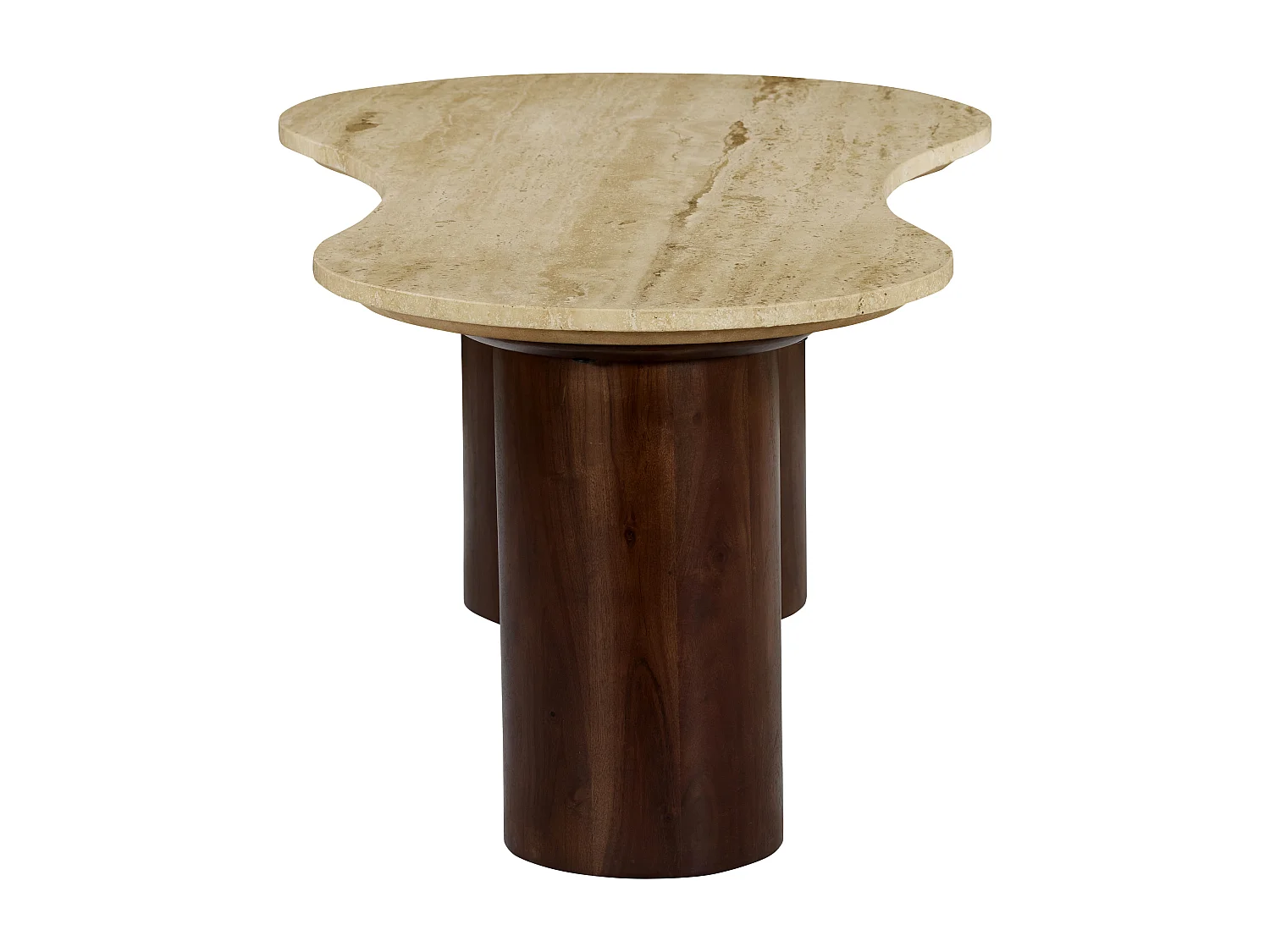 Table basse en travertin et bois d'acacia - Beige et naturel foncé - SURILA