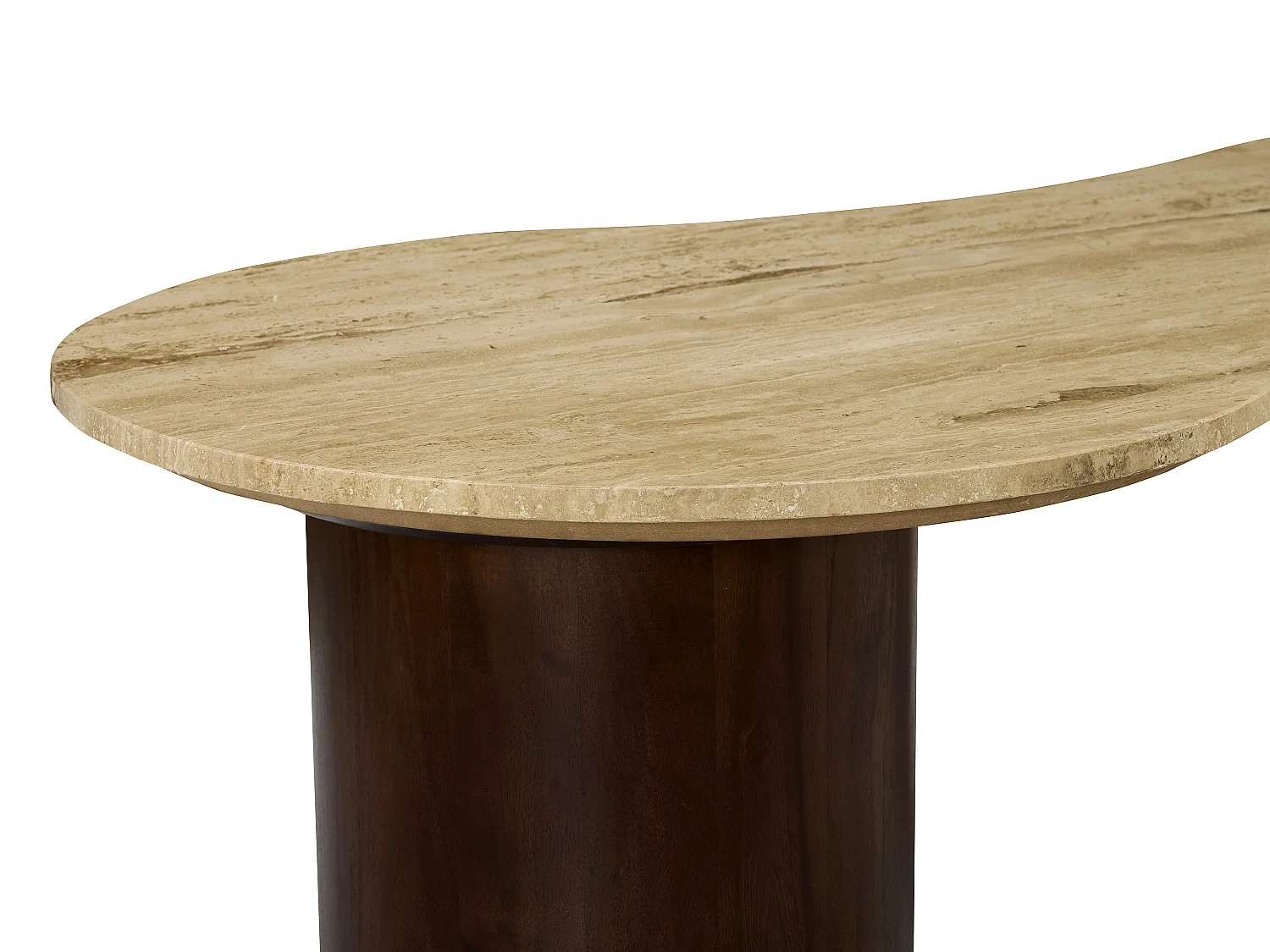 Table basse en travertin et bois d'acacia - Beige et naturel foncé - SURILA