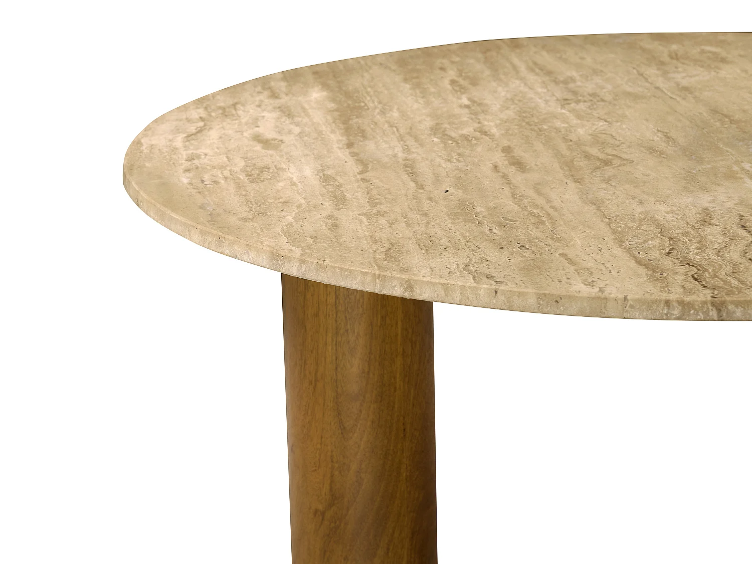 Table basse en travertin et bois de manguier - Beige et naturel - LISAVOK de Maison Céphy