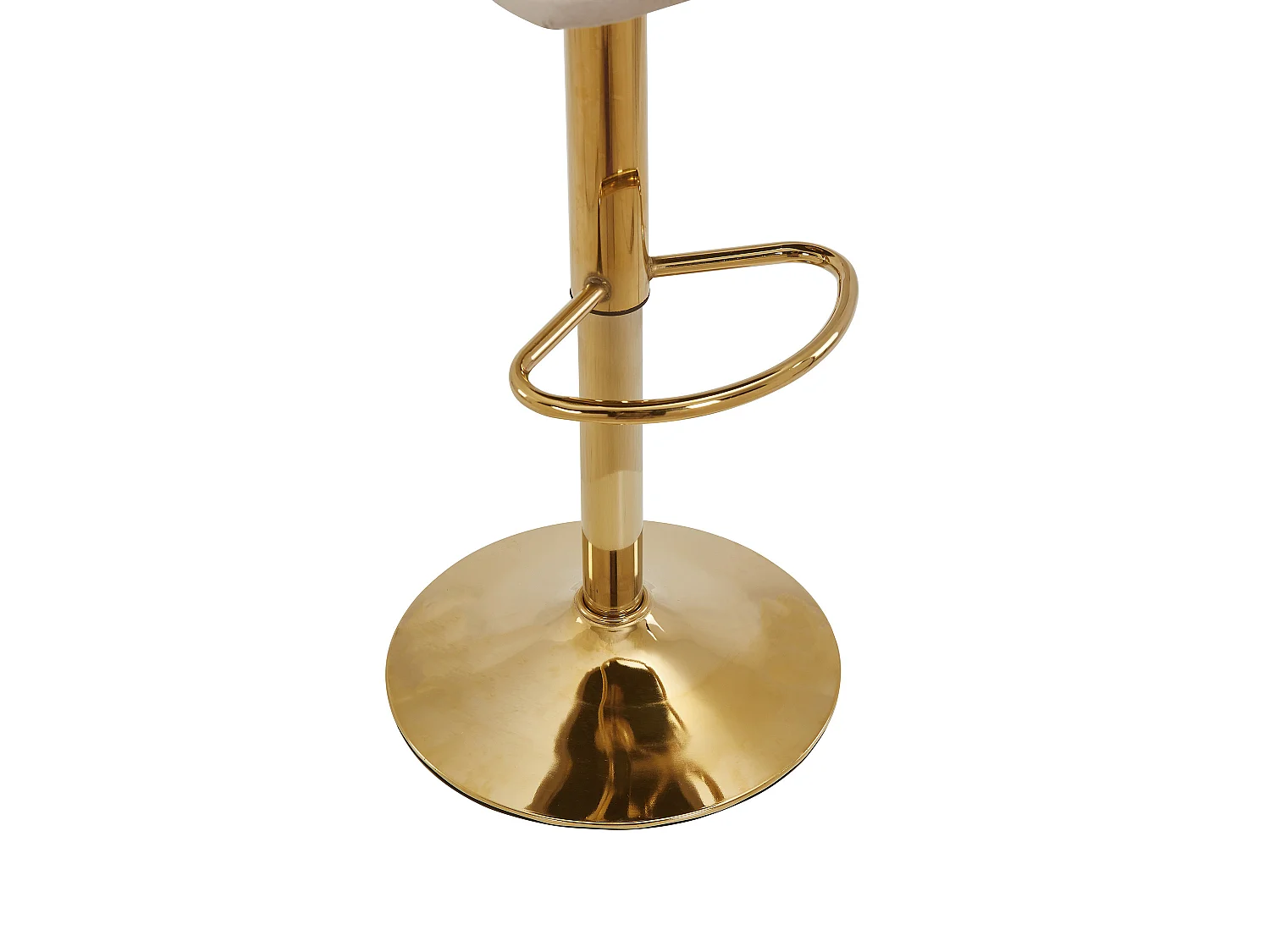 Lot de 2 tabourets de bar en velours et métal doré - Hauteur réglable - Beige - ELEGANO