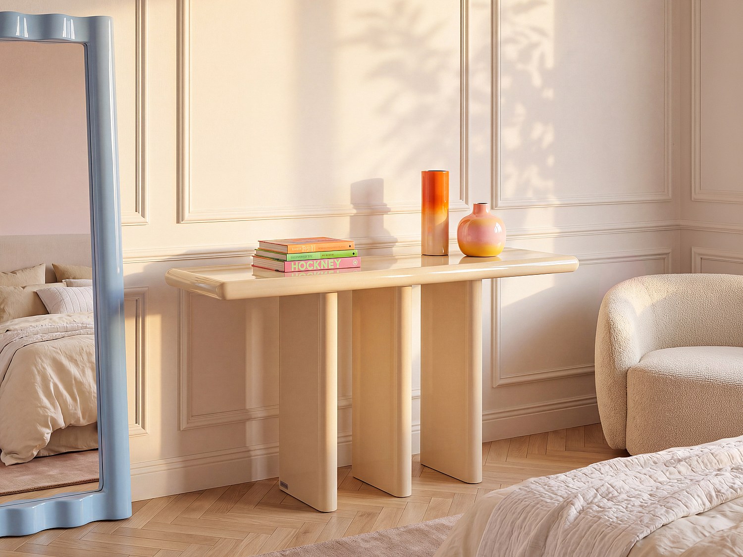 Konsolentisch aus MDF - Lackiert Beige ELWENA