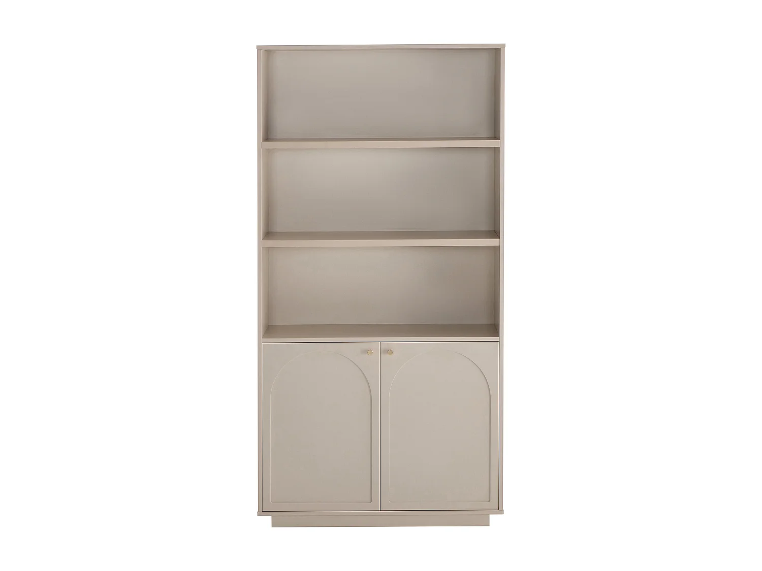 Bibliothèque avec 2 portes et 3 niches - Beige et doré - VALONIRO
