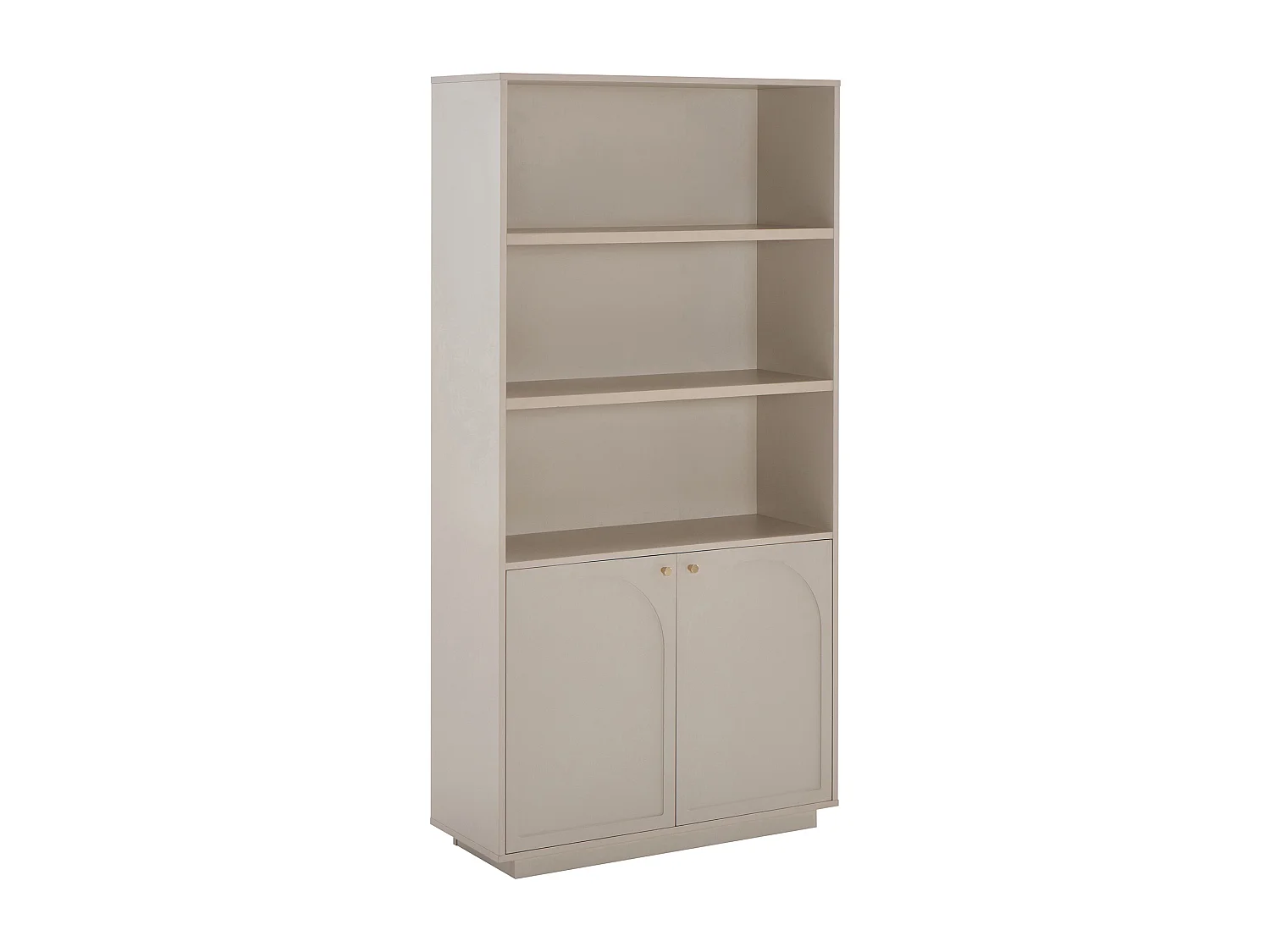 Bibliothèque avec 2 portes et 3 niches - Beige et doré - VALONIRO