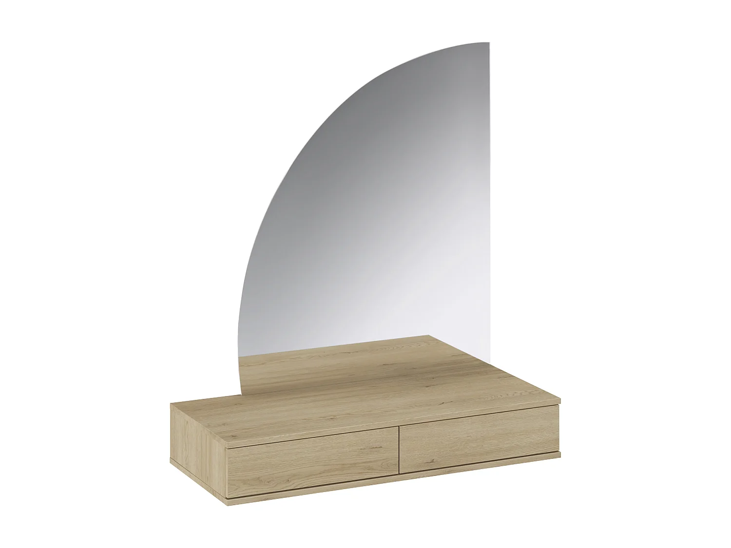 Coiffeuse suspendue avec miroir à LEDs - 2 tiroirs – Coloris : Naturel clair - JINEZA