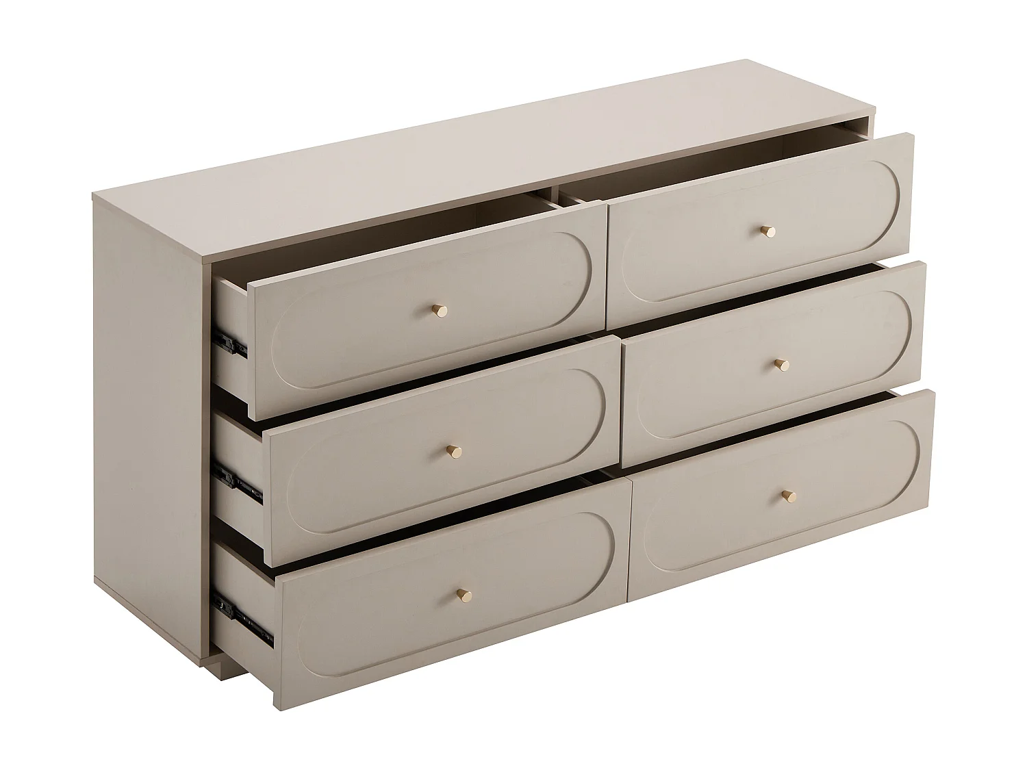 Commode 6 tiroirs - Beige et doré - VALONIRO