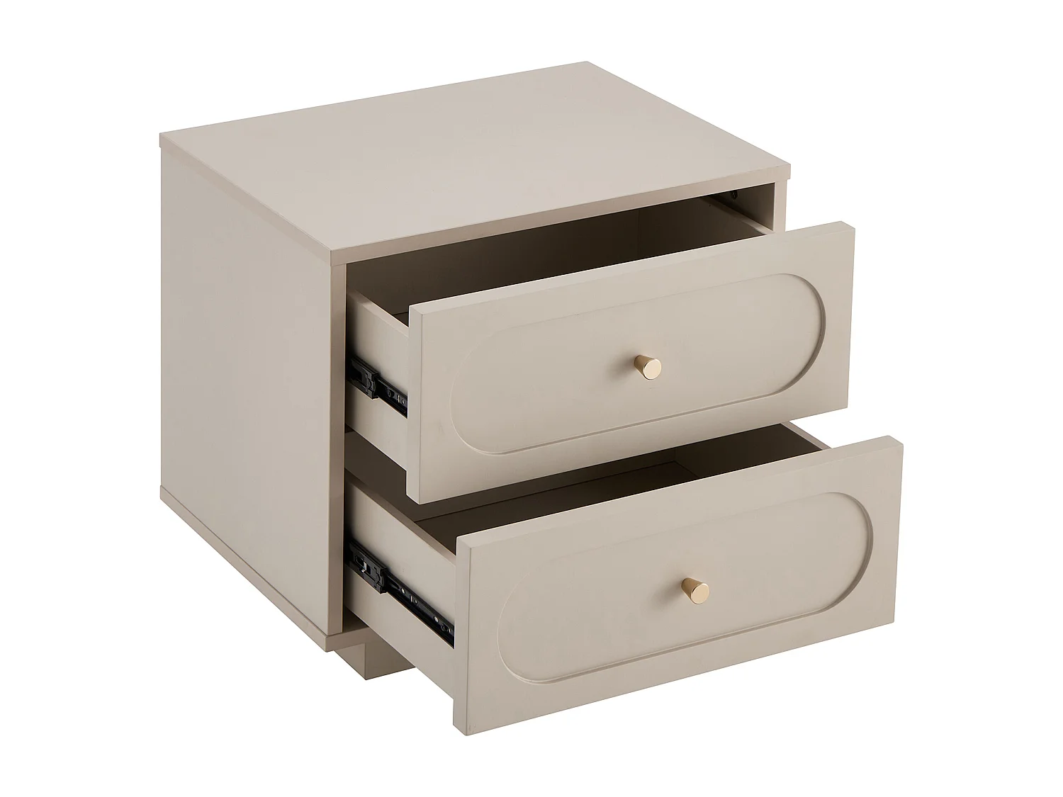 Table de chevet avec 2 tiroirs - Beige et doré - VALONIRO