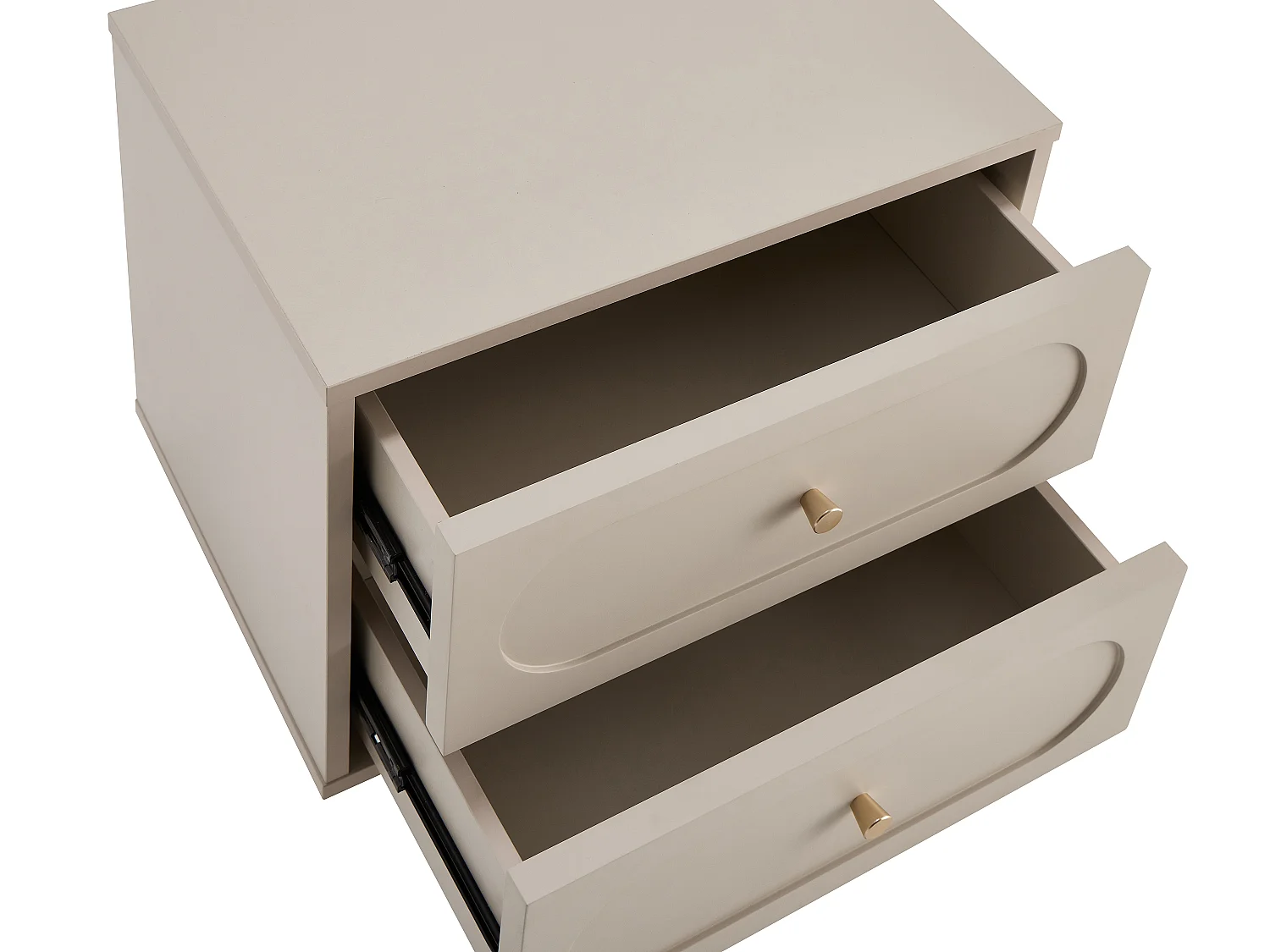 Table de chevet avec 2 tiroirs - Beige et doré - VALONIRO