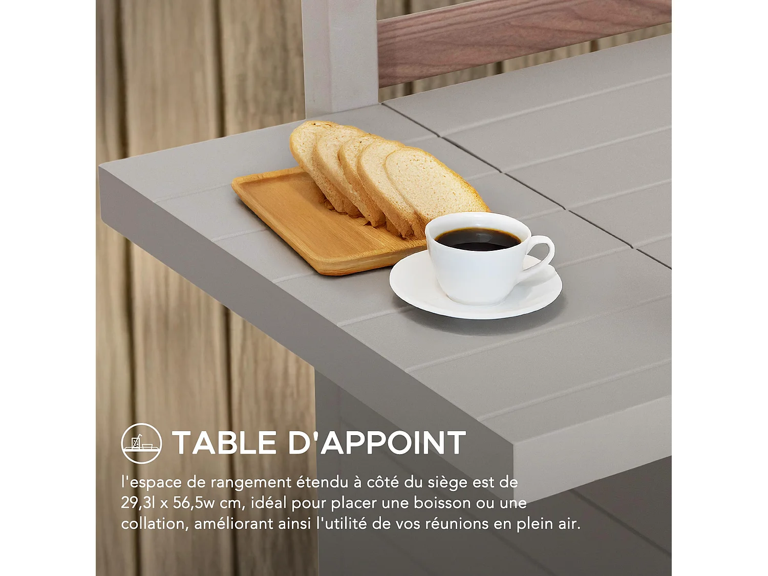 Canapé d'extérieur 2 places FARO 146 cm x 111 cm avec repose-pieds, canapé de jardin avec rangement et auvent résistant aux UV