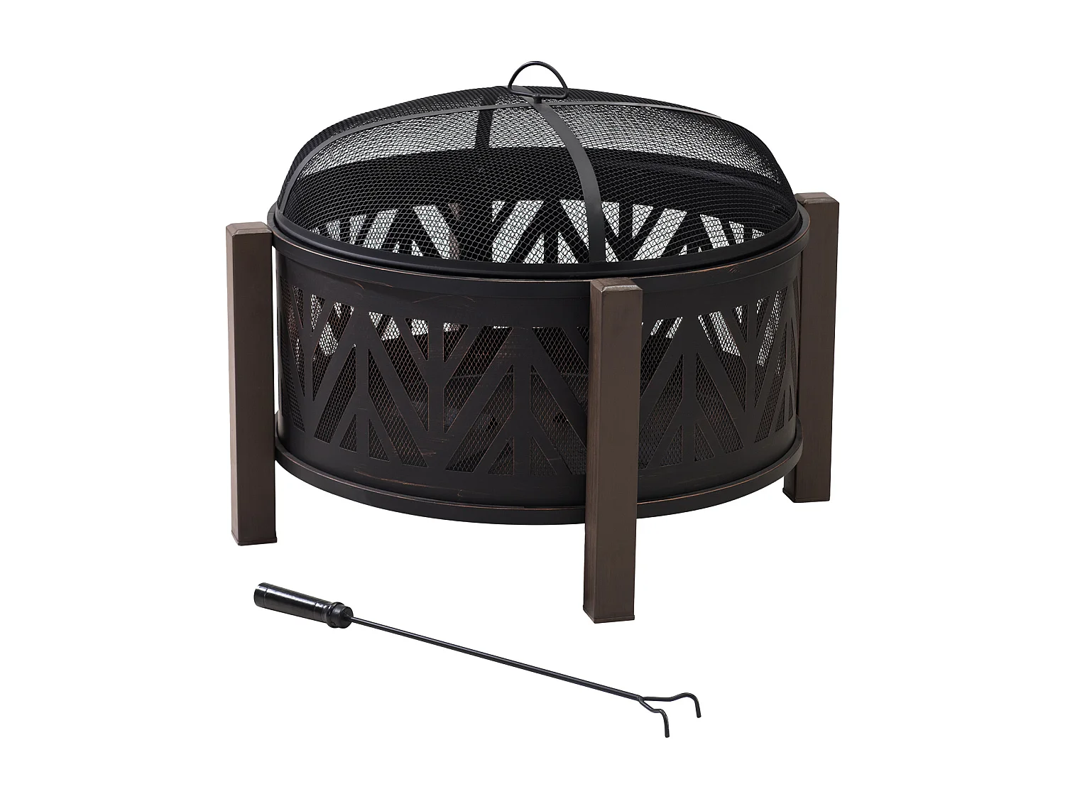 Foyer à bois en acier noir BROMO 79 cm avec pare-étincelles