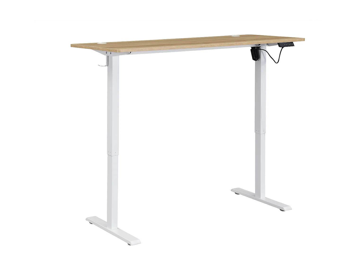 Bureau assis debout électrique – Hauteur réglable – Coloris : Naturel et blanc – ELAVANO