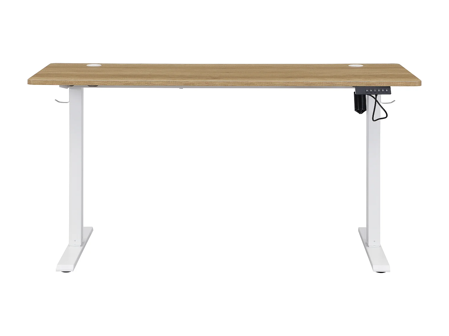 Bureau assis debout électrique – Hauteur réglable – Coloris : Naturel et blanc – ELAVANO