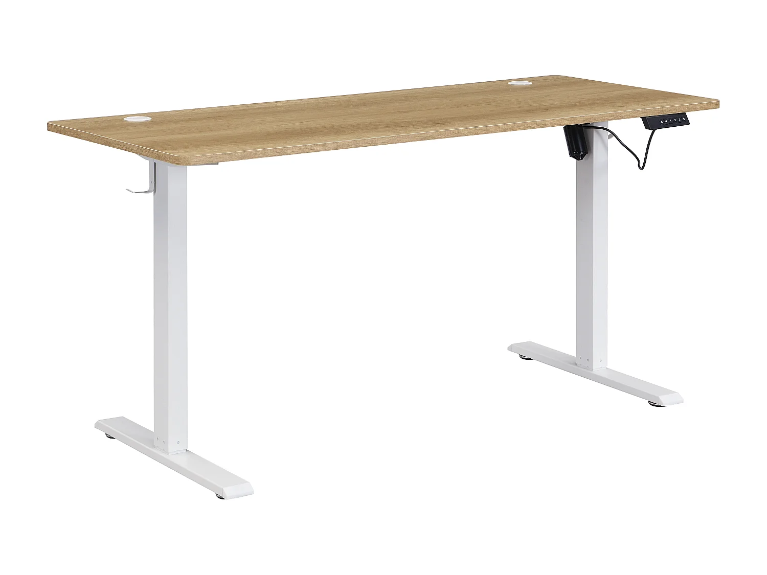 Bureau assis debout électrique – Hauteur réglable – Coloris : Naturel et blanc – ELAVANO